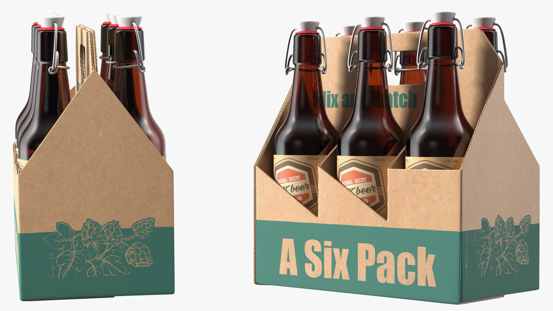 Cardboard Bottle Carrier With Beer 3D model