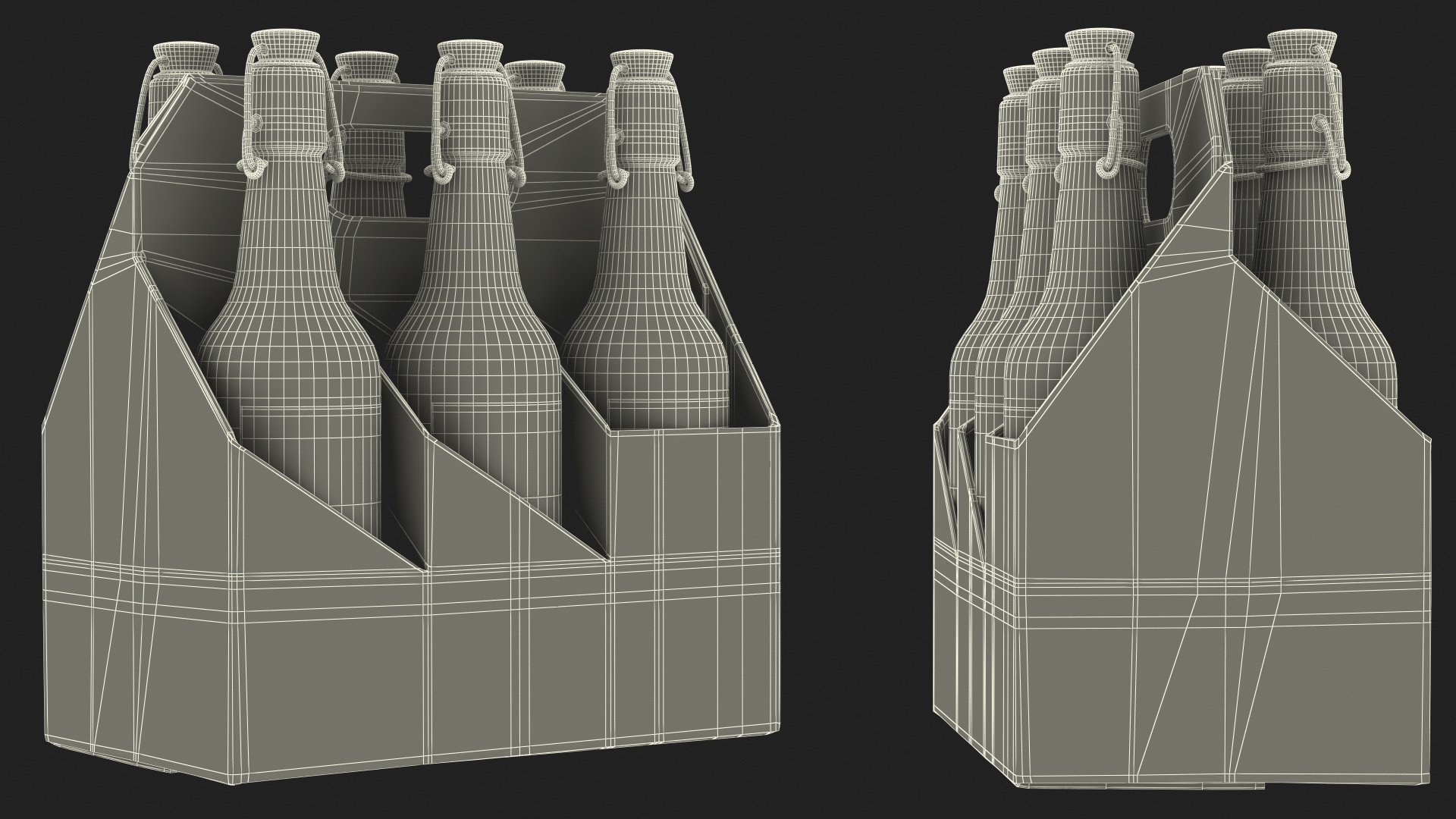 Cardboard Bottle Carrier With Beer 3D model