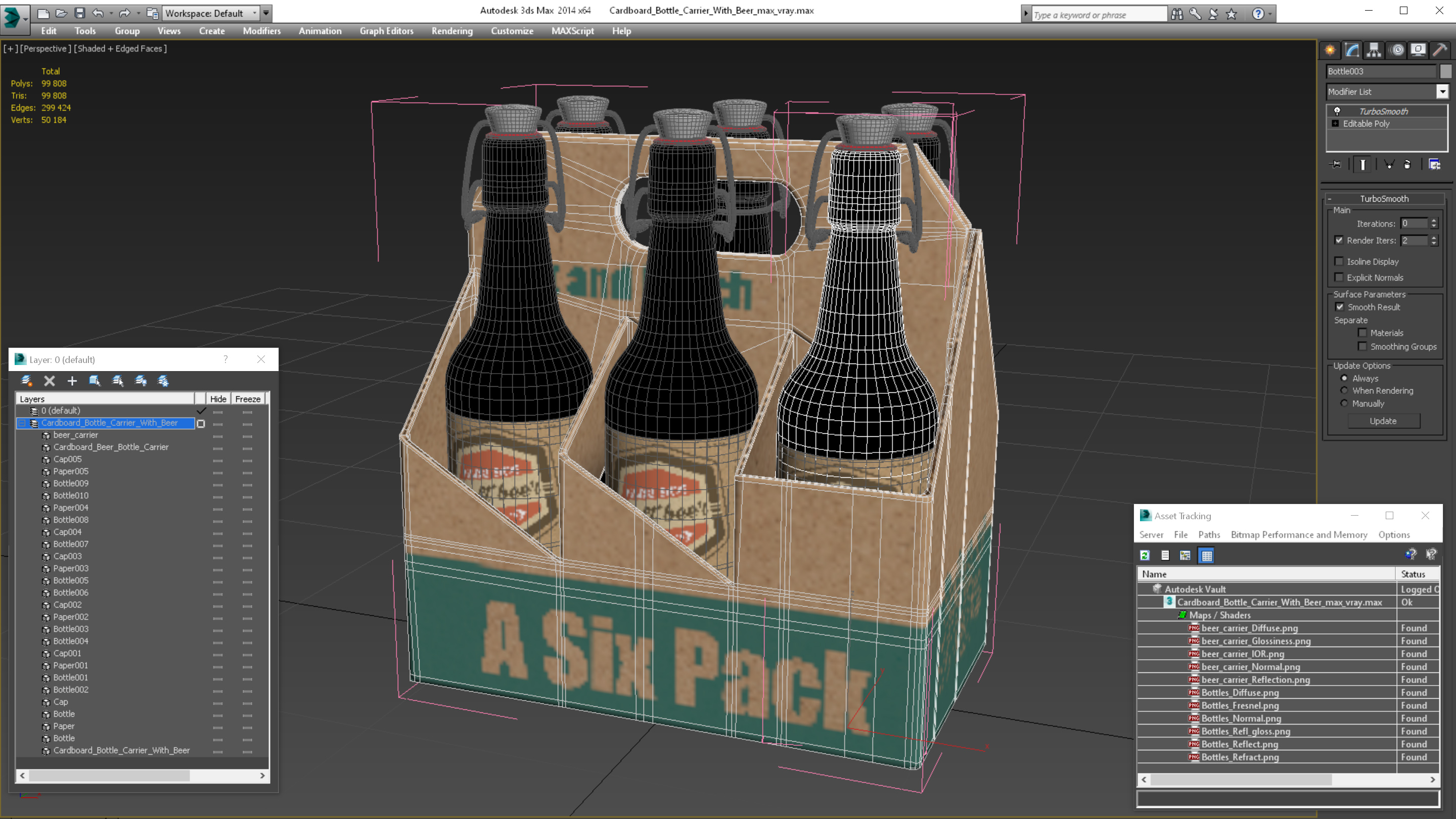 Cardboard Bottle Carrier With Beer 3D model