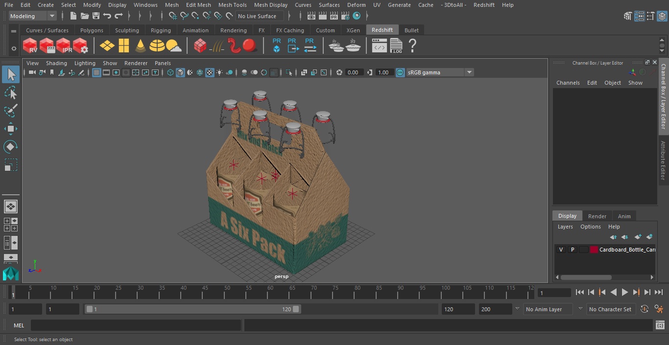 Cardboard Bottle Carrier With Beer 3D model