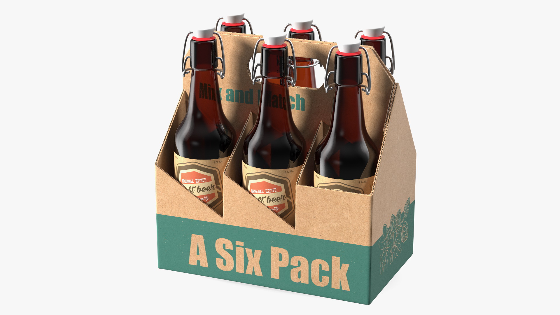 Cardboard Bottle Carrier With Beer 3D model