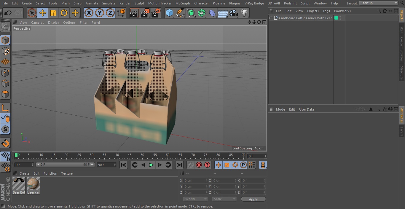 Cardboard Bottle Carrier With Beer 3D model