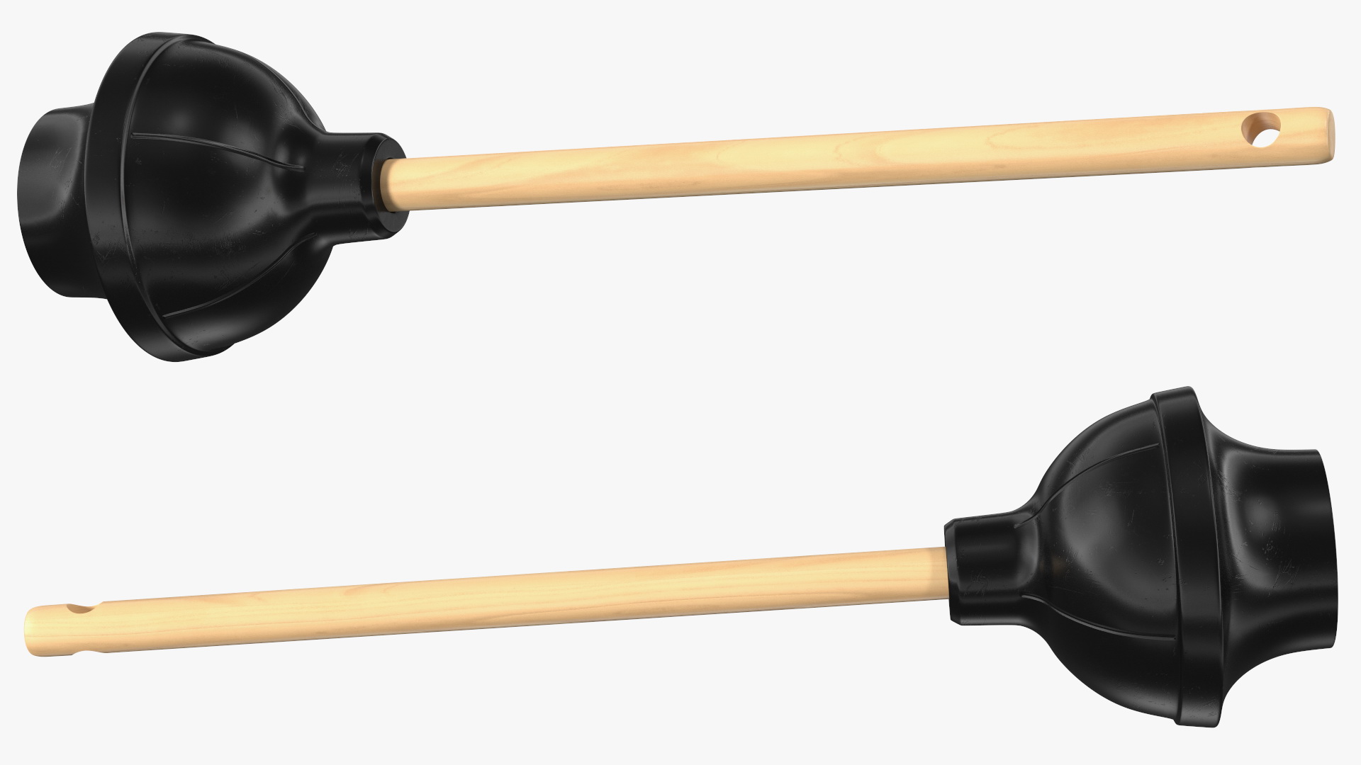Heavy Duty Toilet Plunger with Wooden Handle 3D model