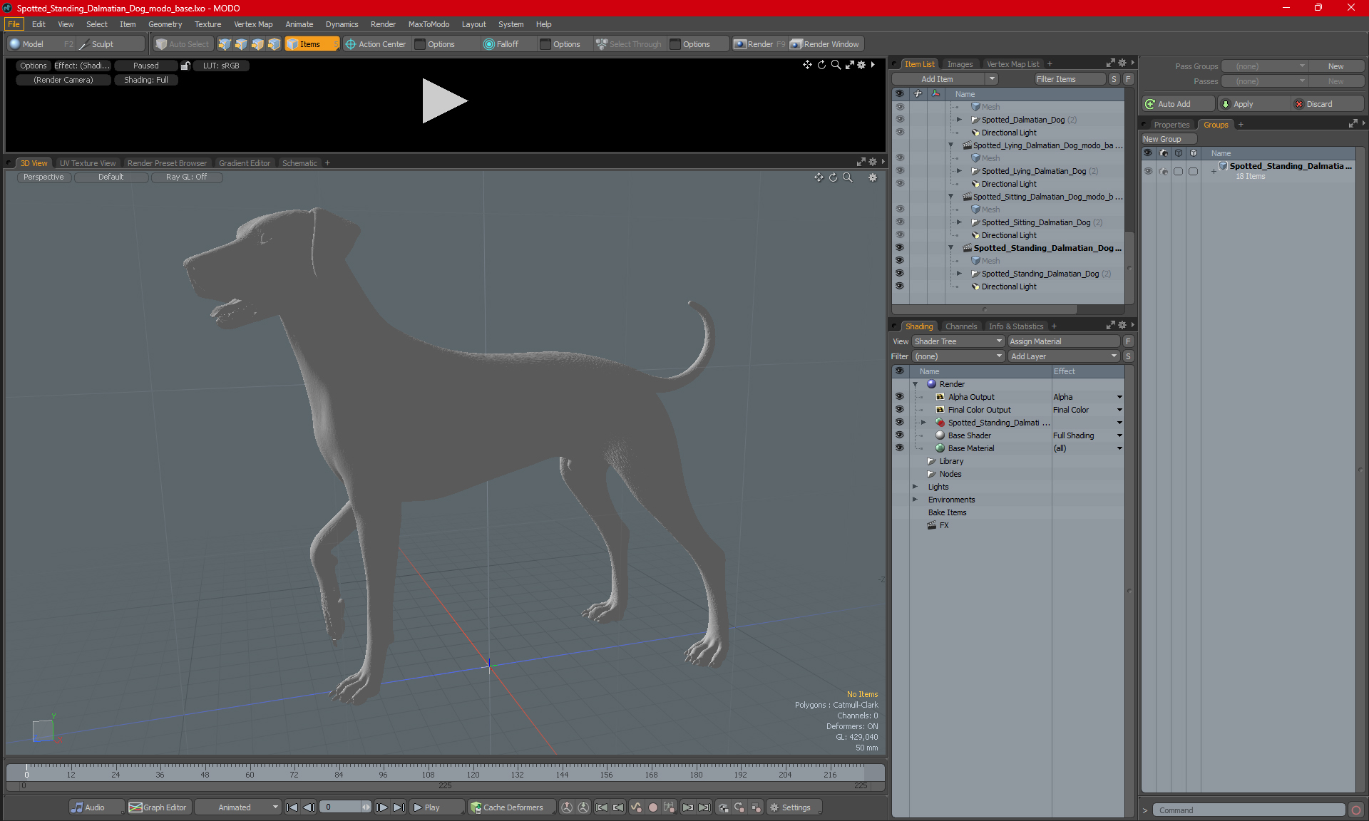 3D model Spotted Standing Dalmatian Dog