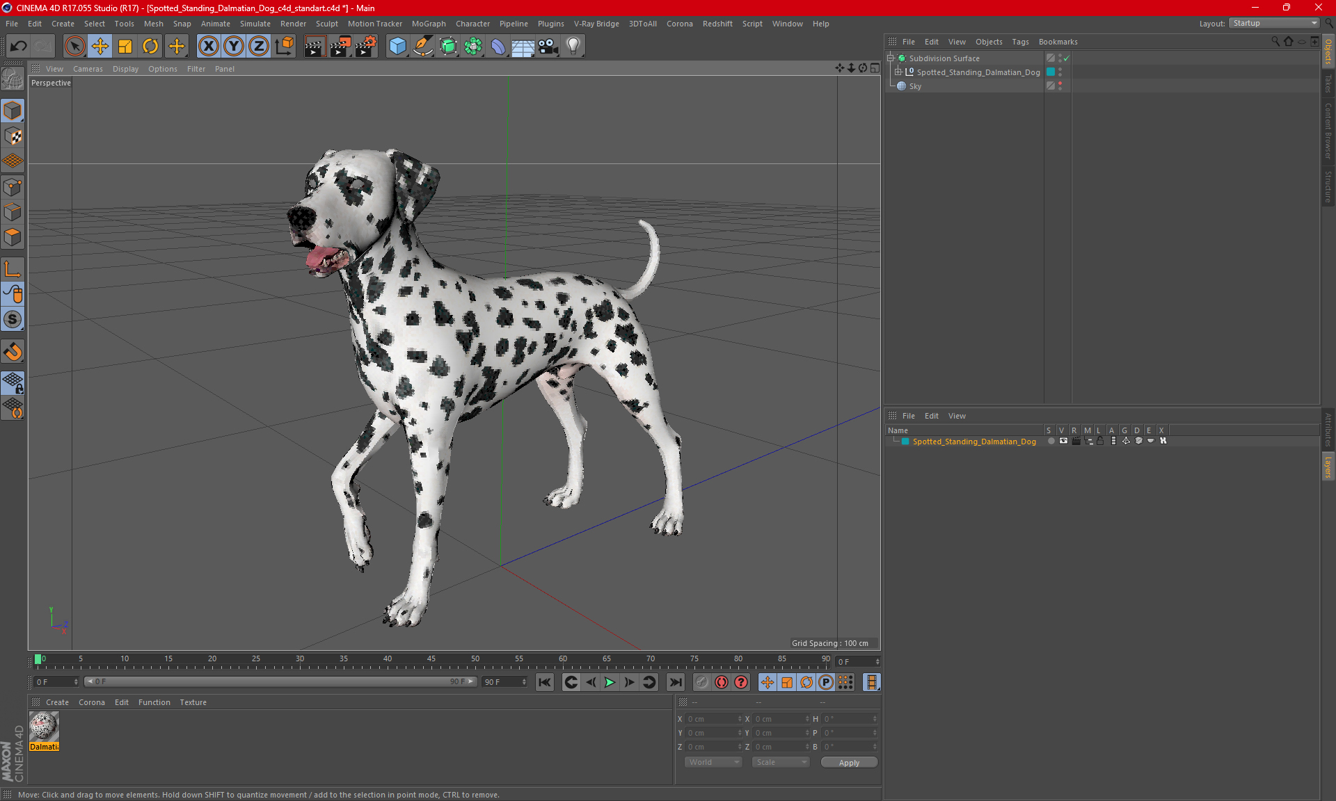 3D model Spotted Standing Dalmatian Dog