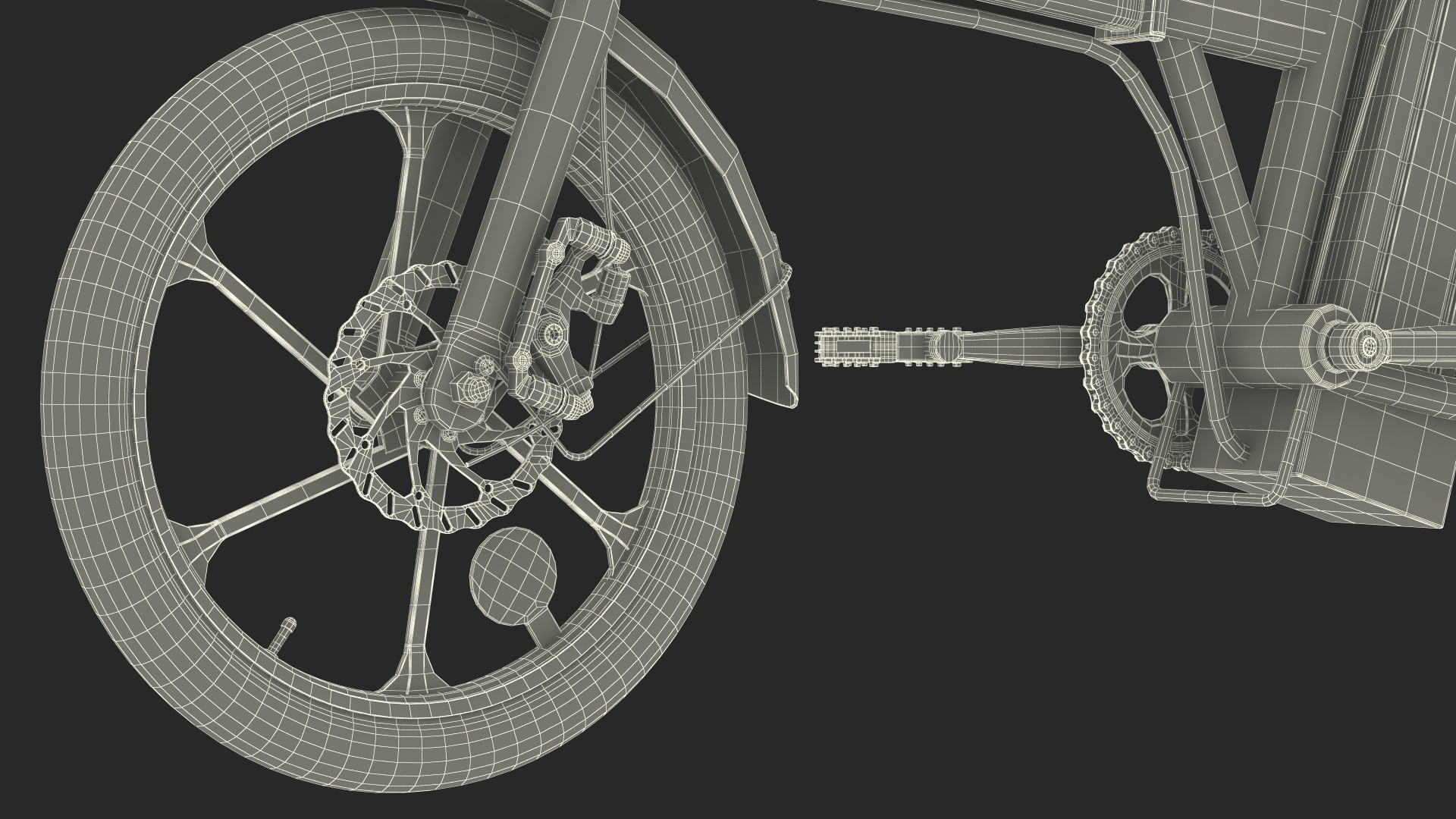 3D Cyclist on Foldable Red E-Bicycle model