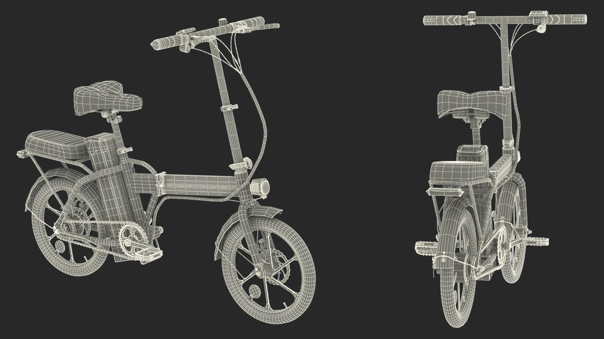 3D Cyclist on Foldable Red E-Bicycle model
