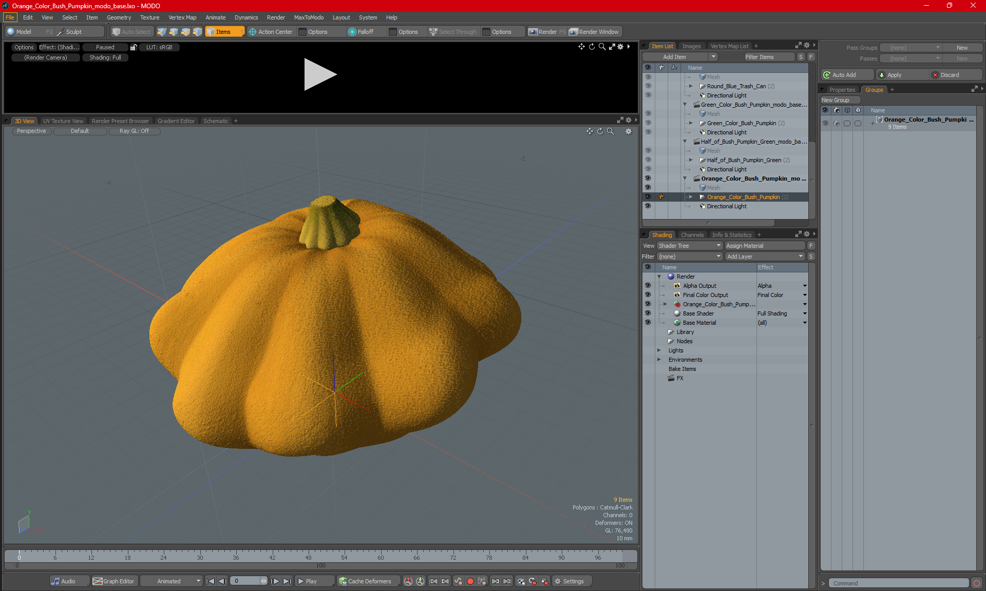 3D model Orange Color Bush Pumpkin