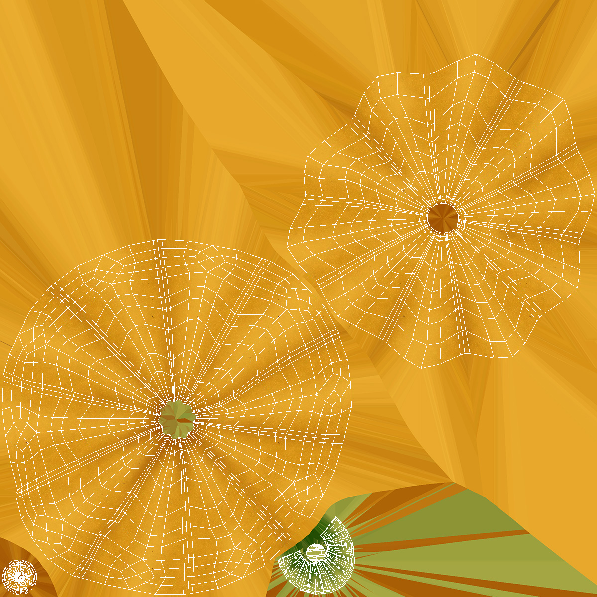 3D model Orange Color Bush Pumpkin