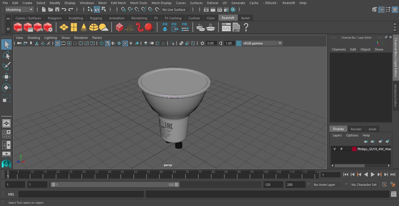 Philips GU10 4W Warm Glow LED Bulb 3D model