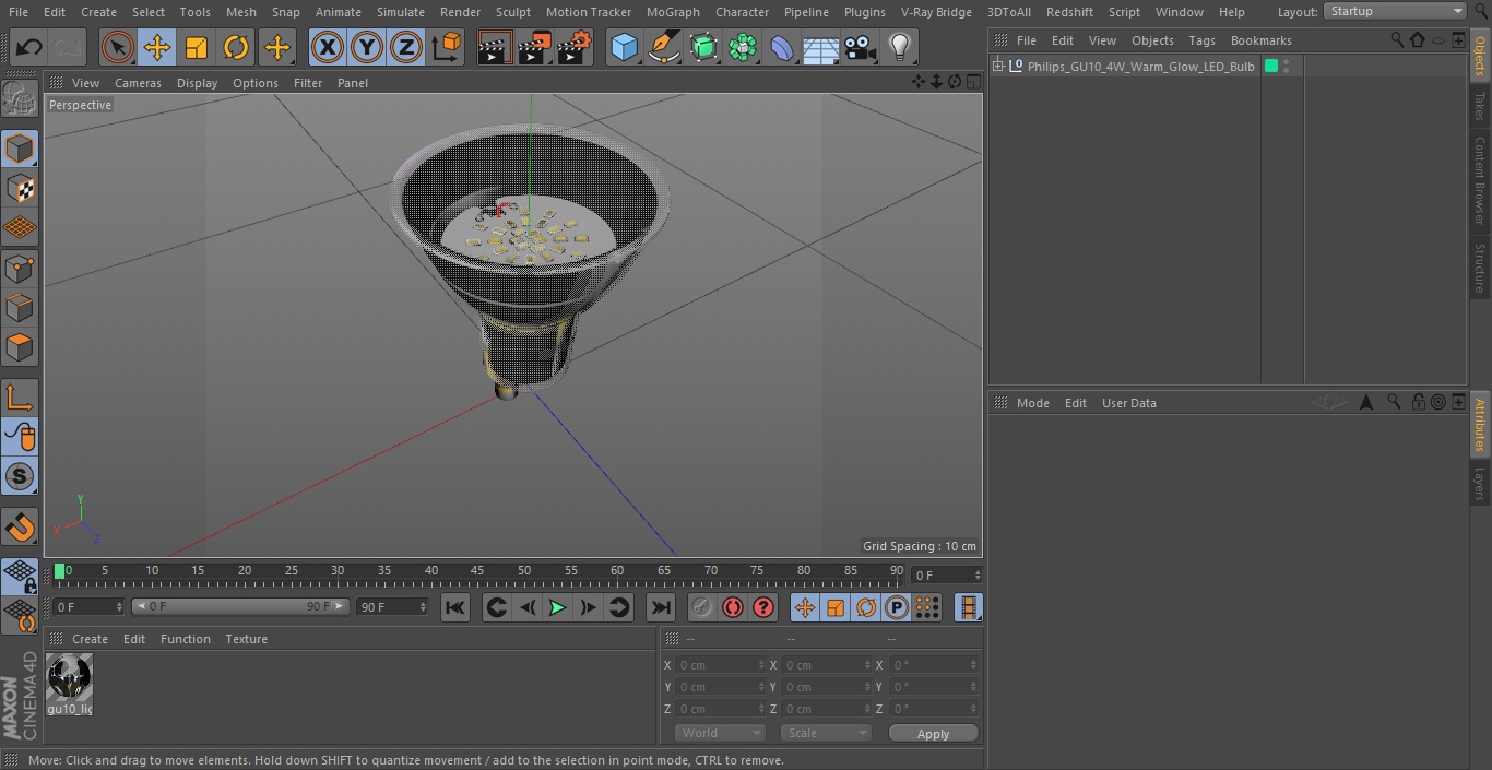 Philips GU10 4W Warm Glow LED Bulb 3D model
