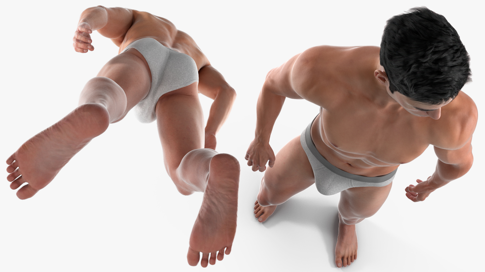 Male Athletic Figure in Underwear Fur 3D