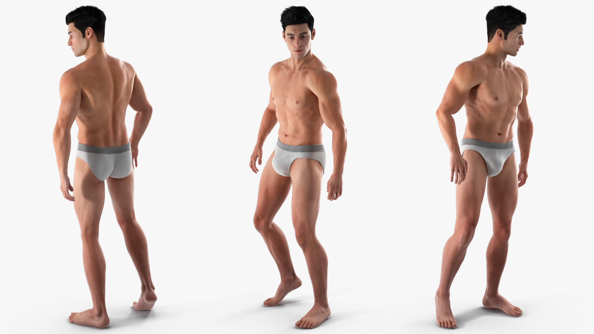 Male Athletic Figure in Underwear Fur 3D