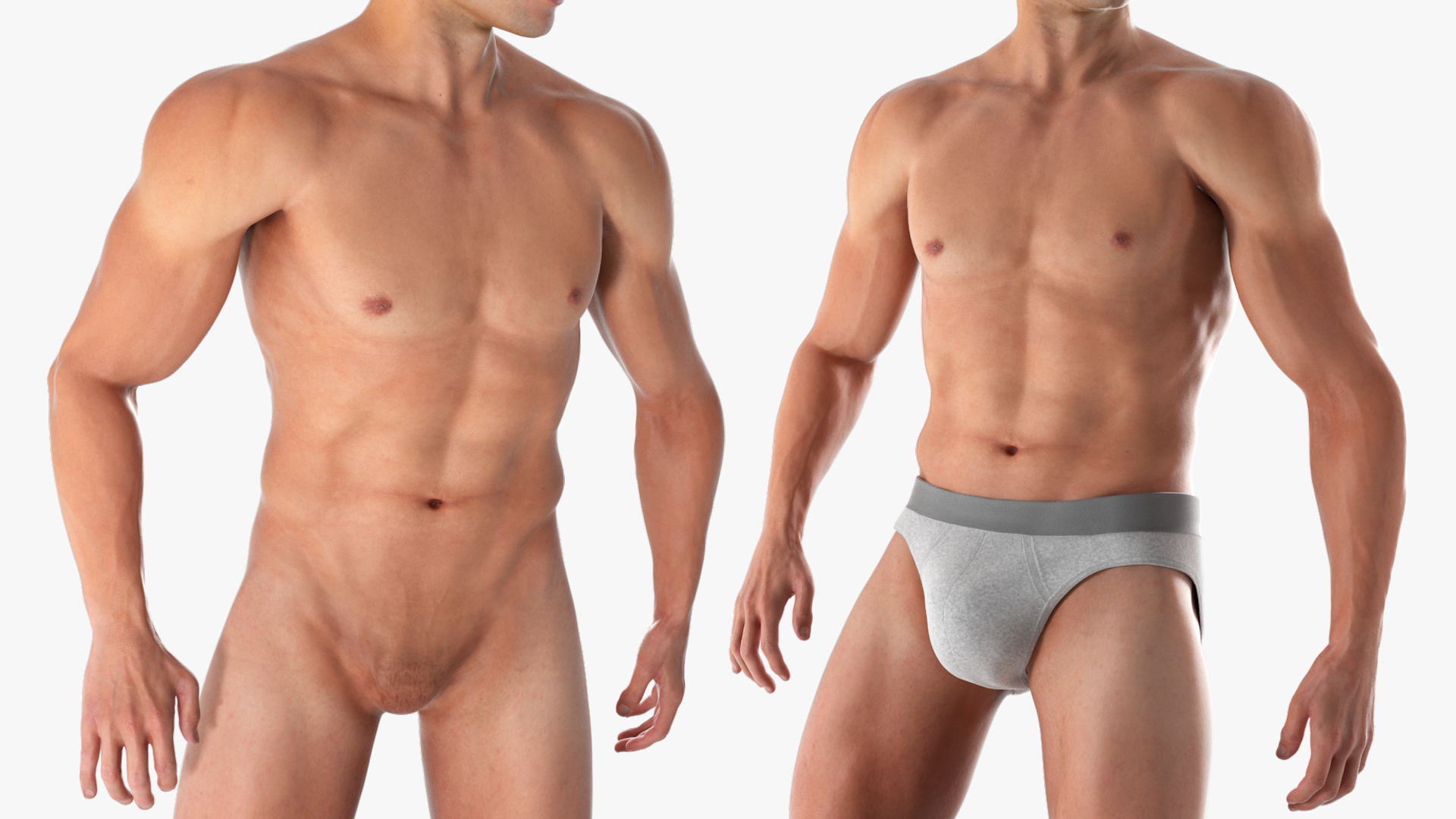 Male Athletic Figure in Underwear Fur 3D