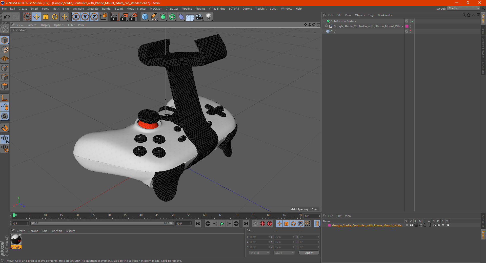 Google Stadia Controller with Phone Mount White 3D