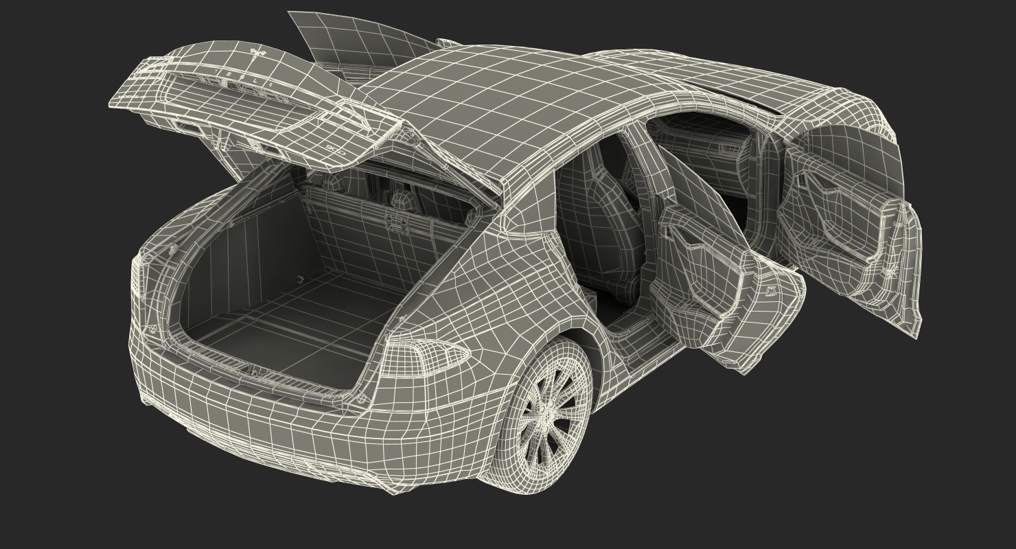 Tesla Model S 90D 2017 Rigged 3D model