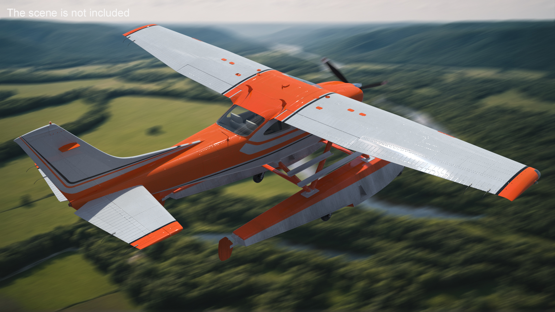 Splash Seaplane Floats Orange 3D model