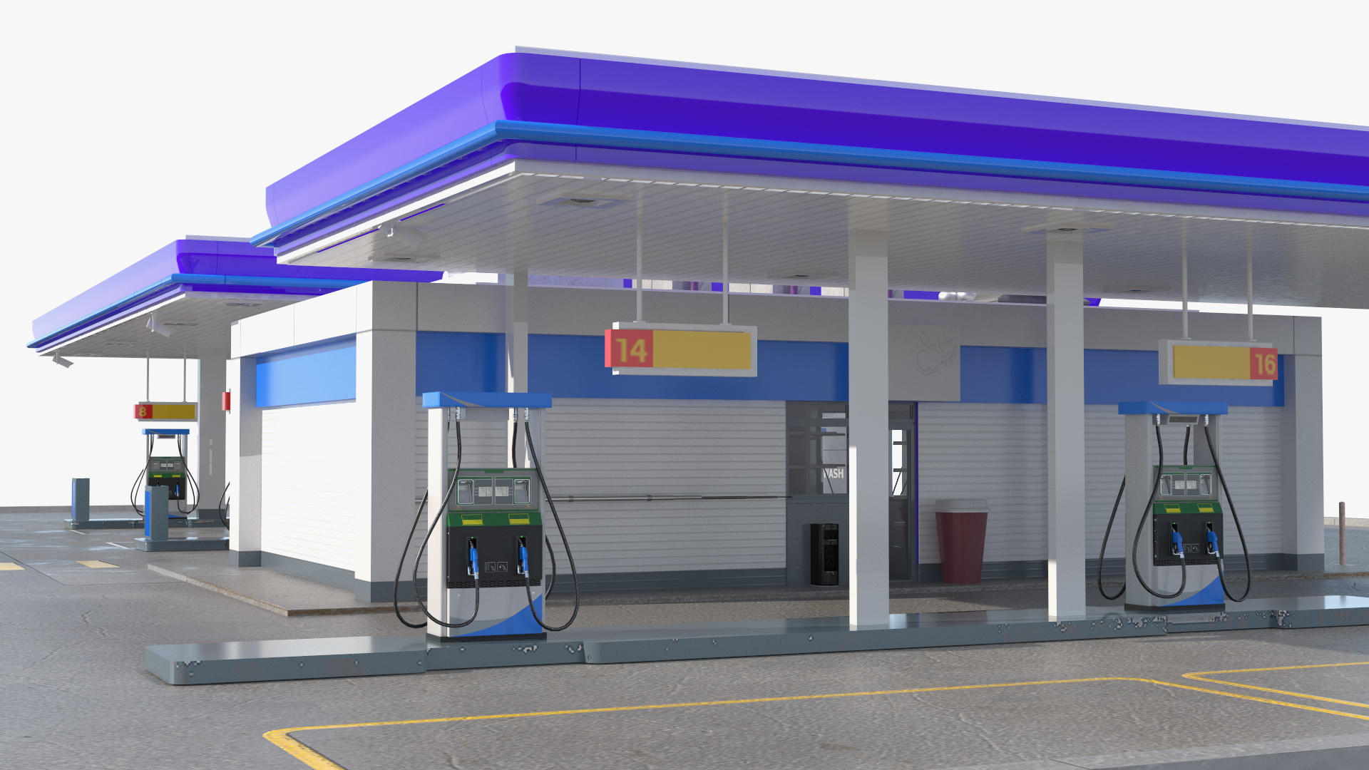 Large Gas Station Blue 3D