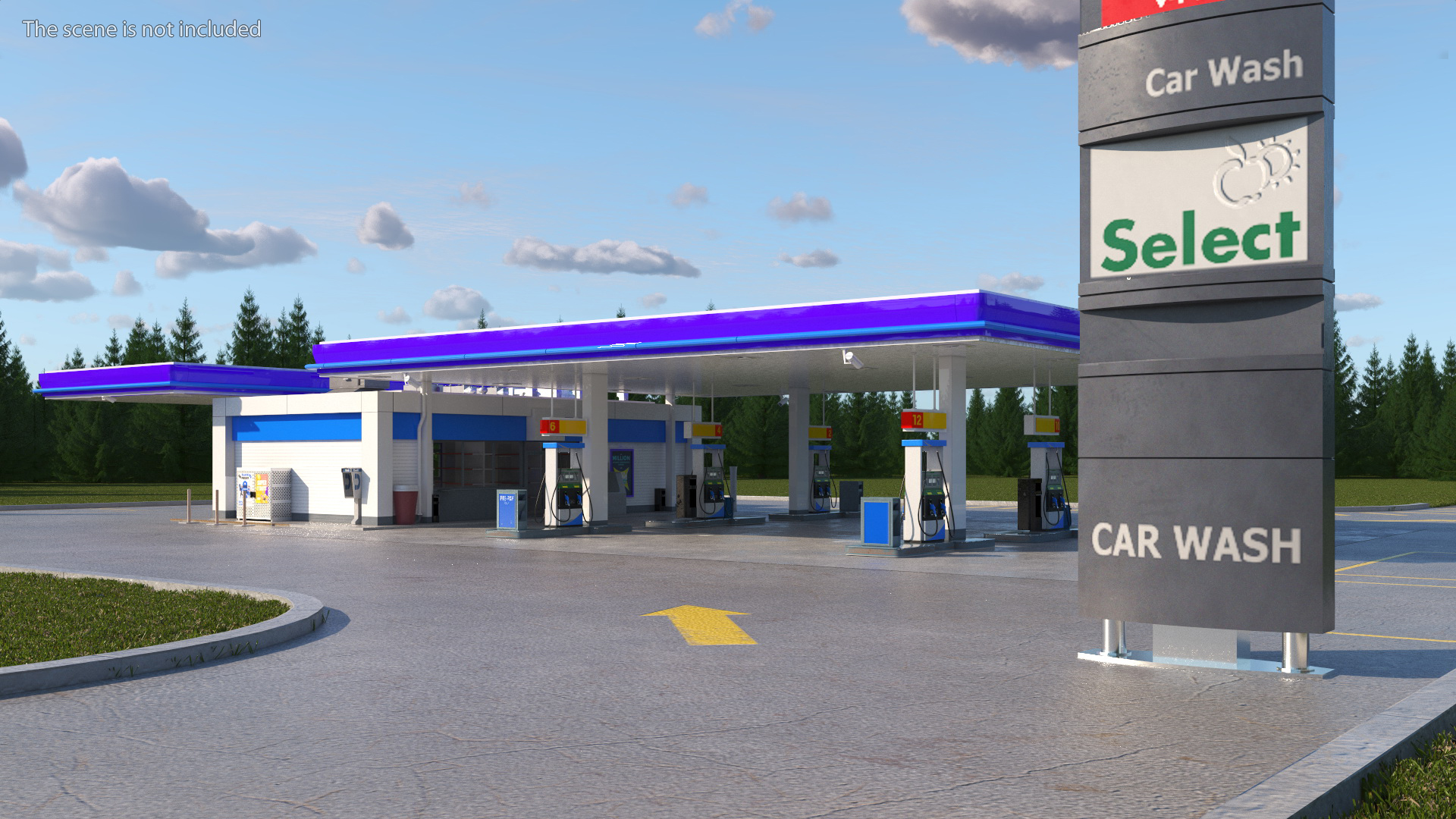 Large Gas Station Blue 3D