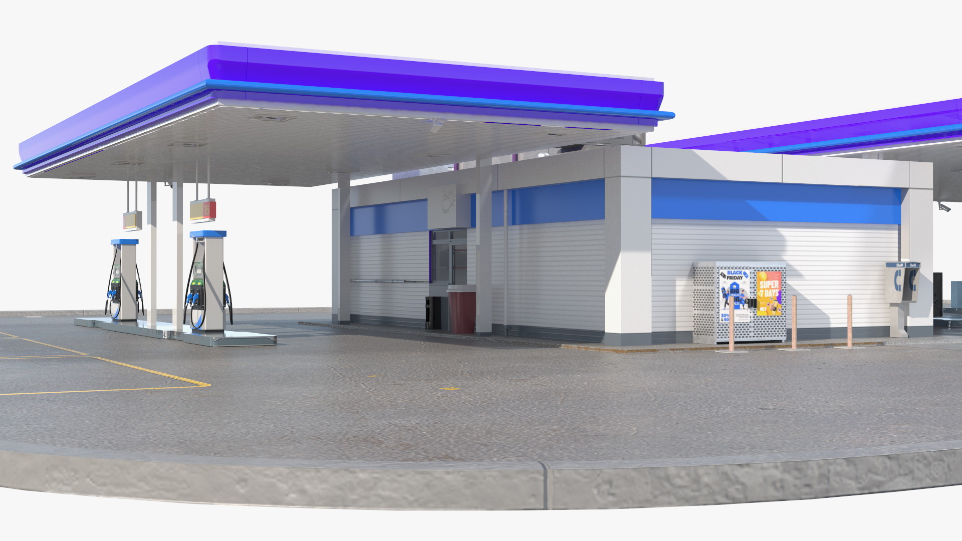 Large Gas Station Blue 3D