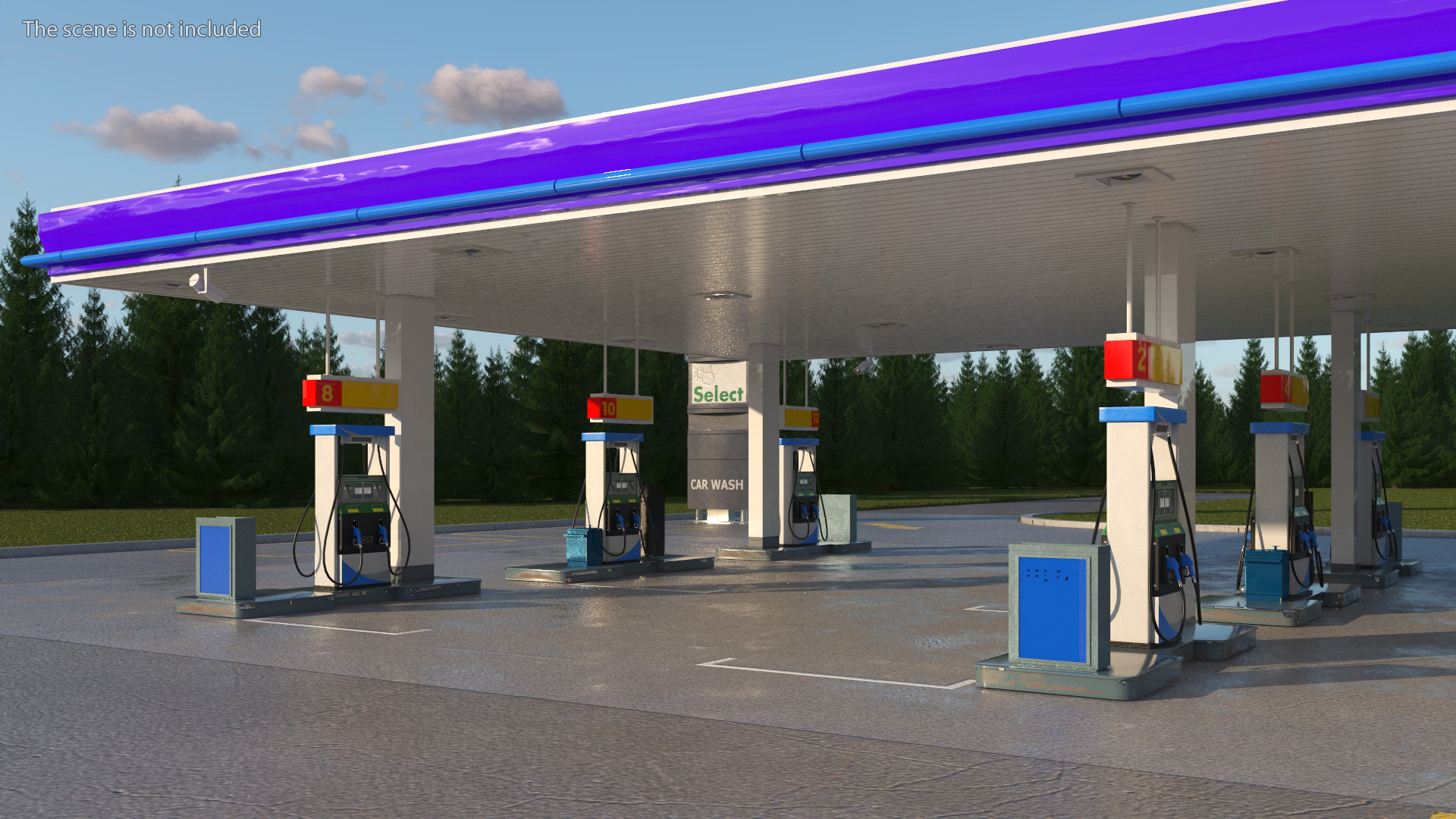 Large Gas Station Blue 3D