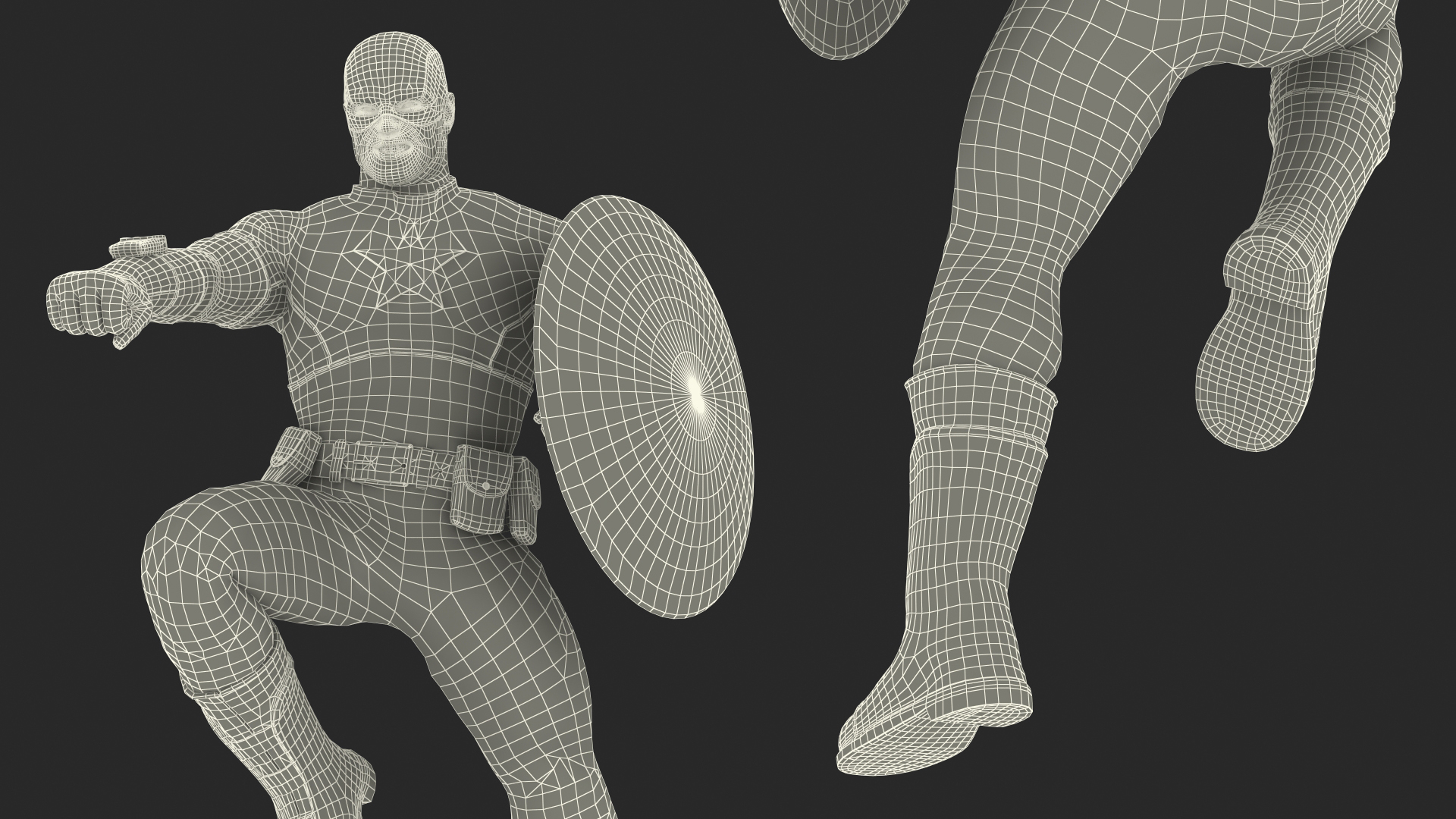 Captain America Cartoon Fighting Pose 3D