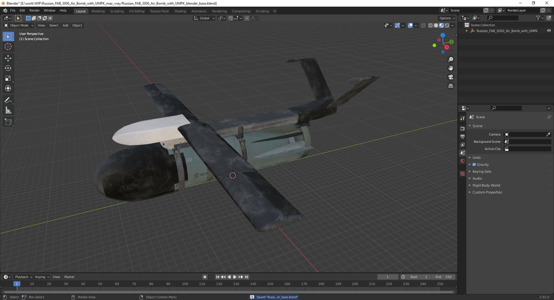 3D model Russian FAB 3000 Air Bomb with UMPK