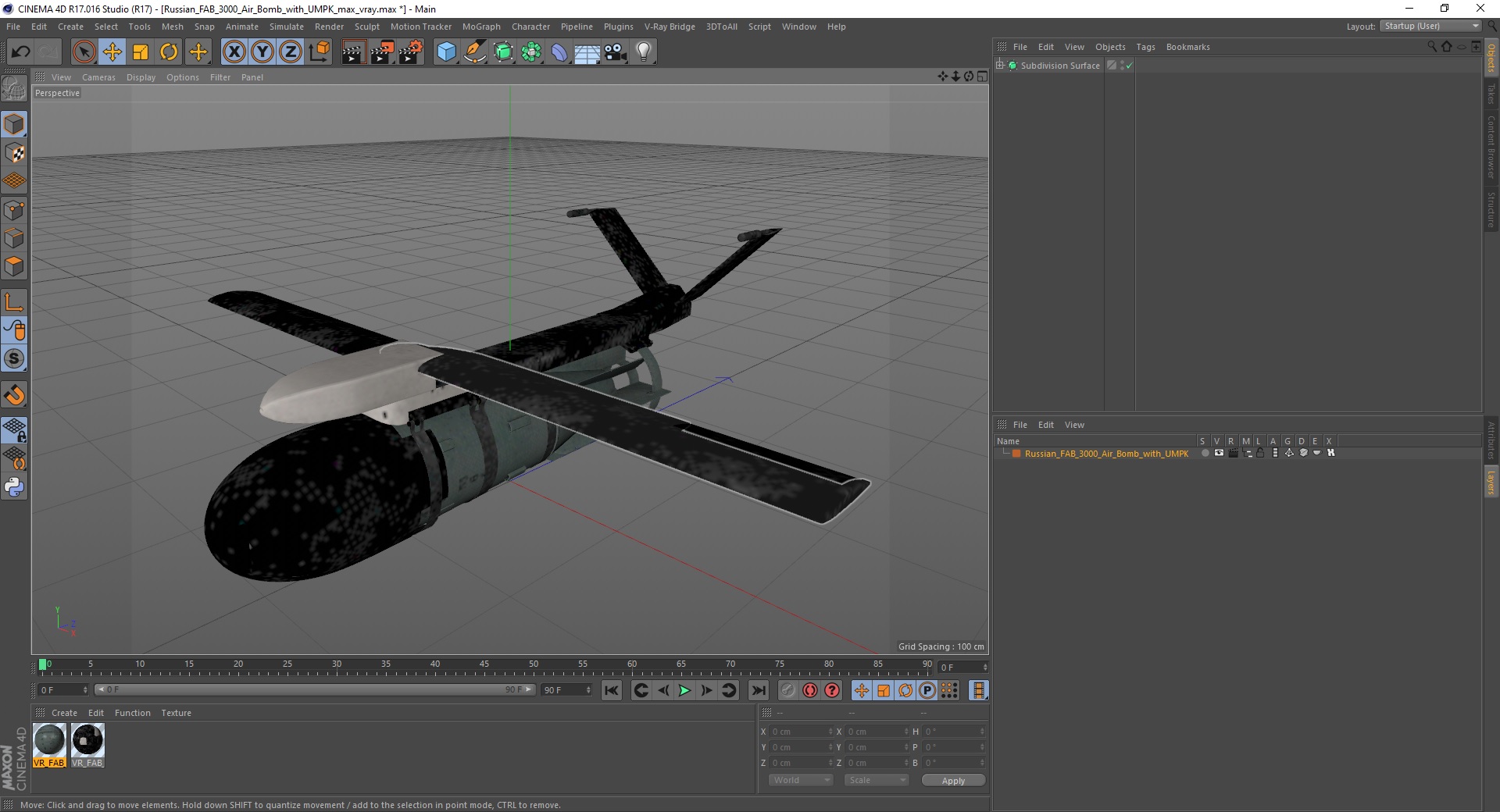3D model Russian FAB 3000 Air Bomb with UMPK