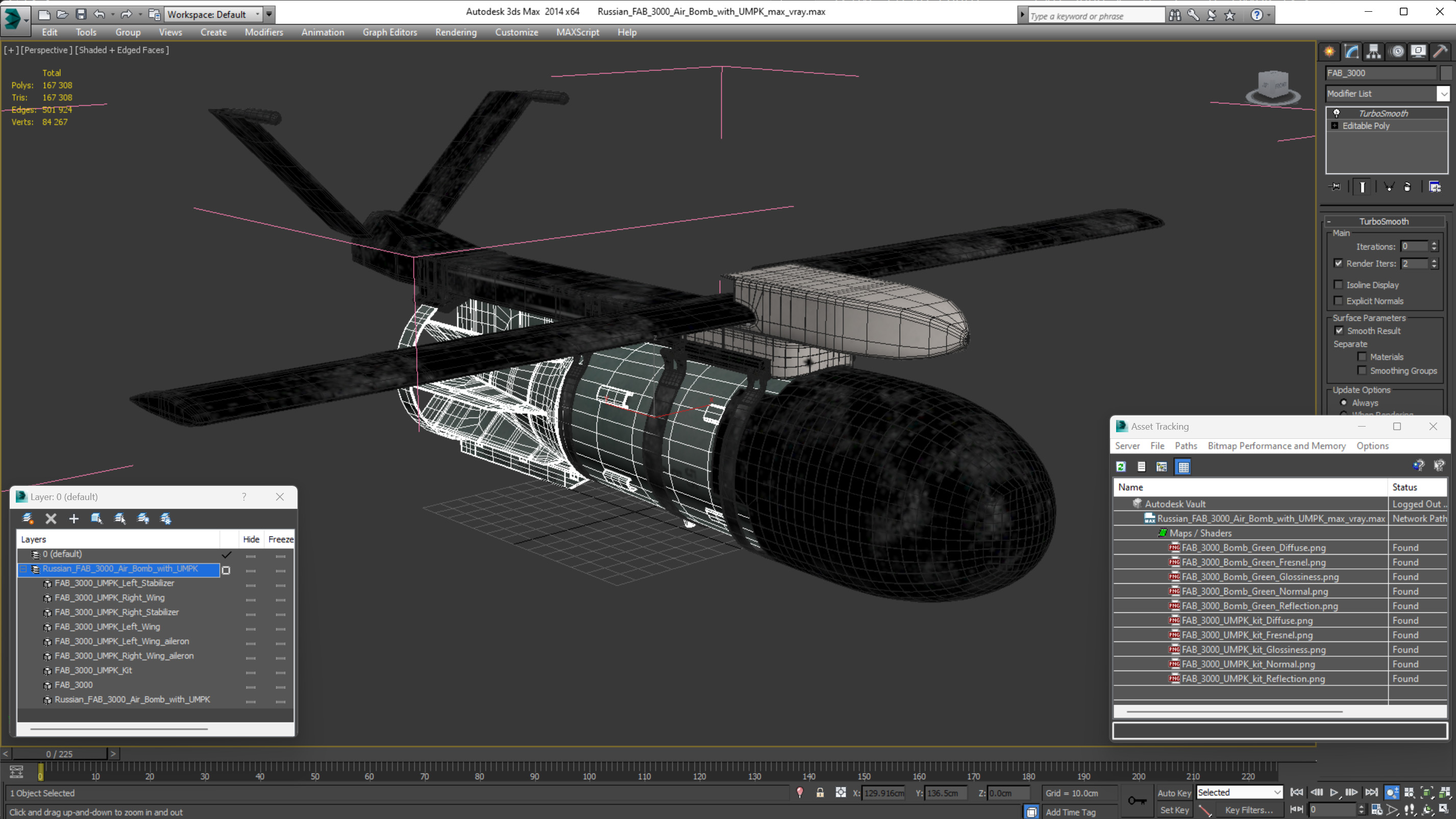 3D model Russian FAB 3000 Air Bomb with UMPK