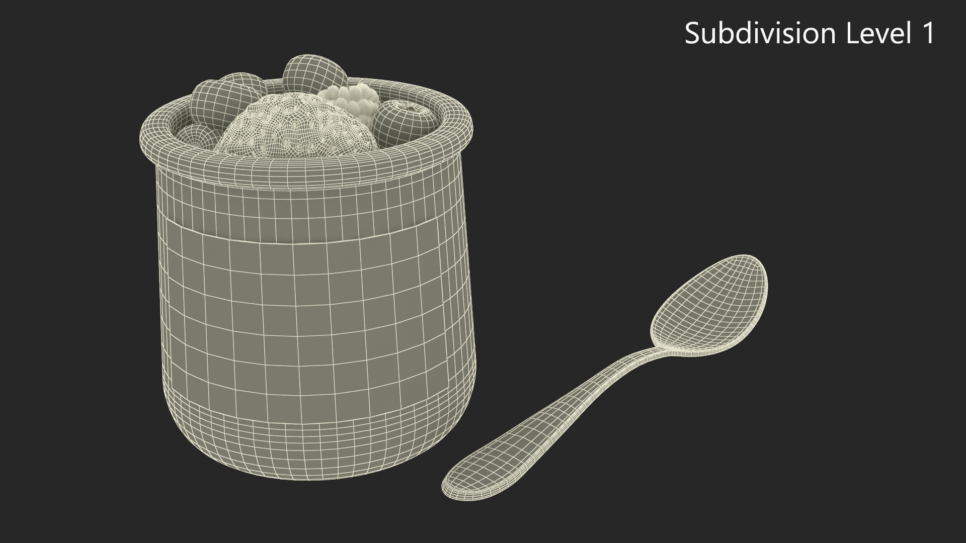 Yogurt with Berries 3D model