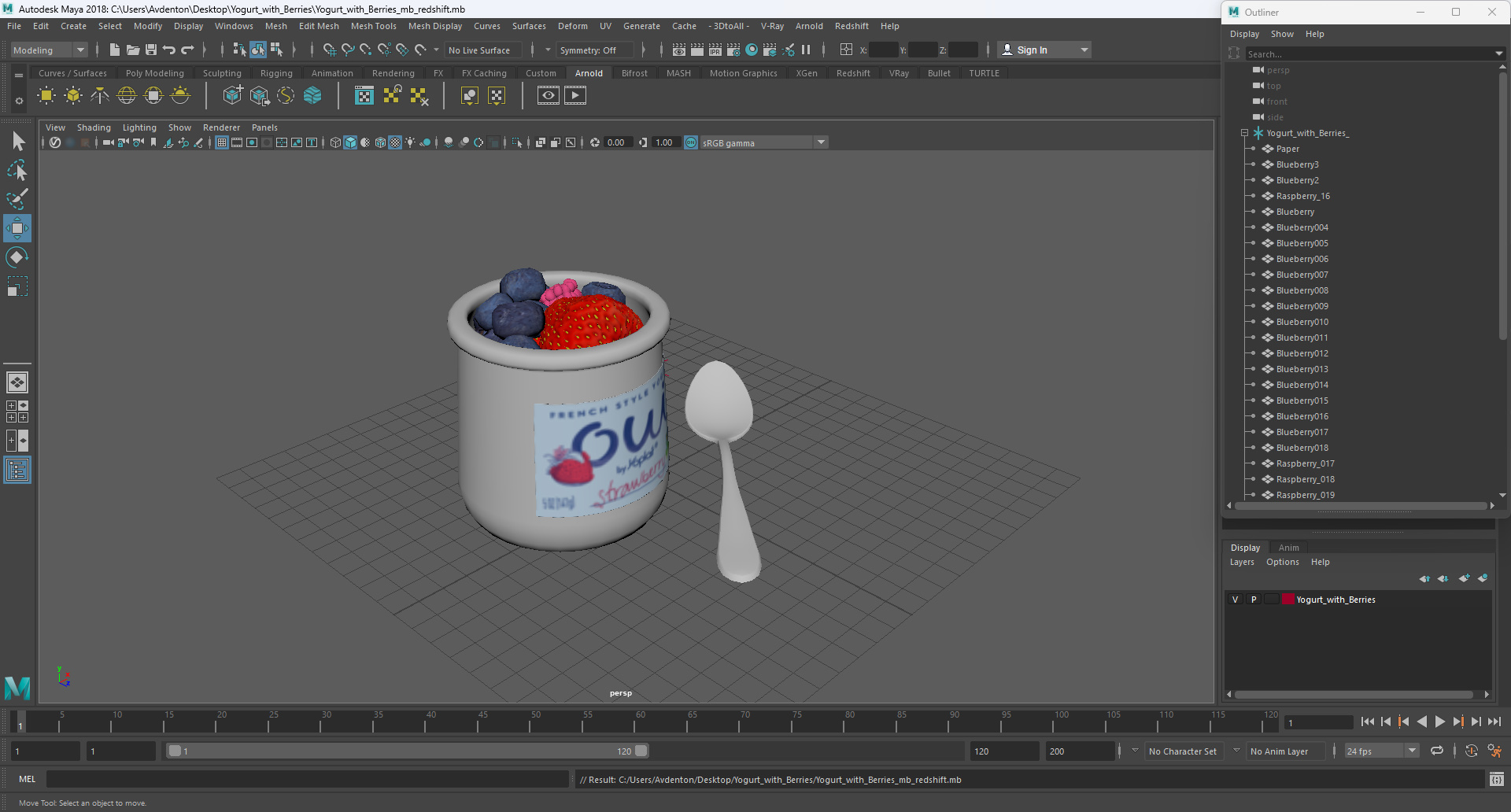 Yogurt with Berries 3D model