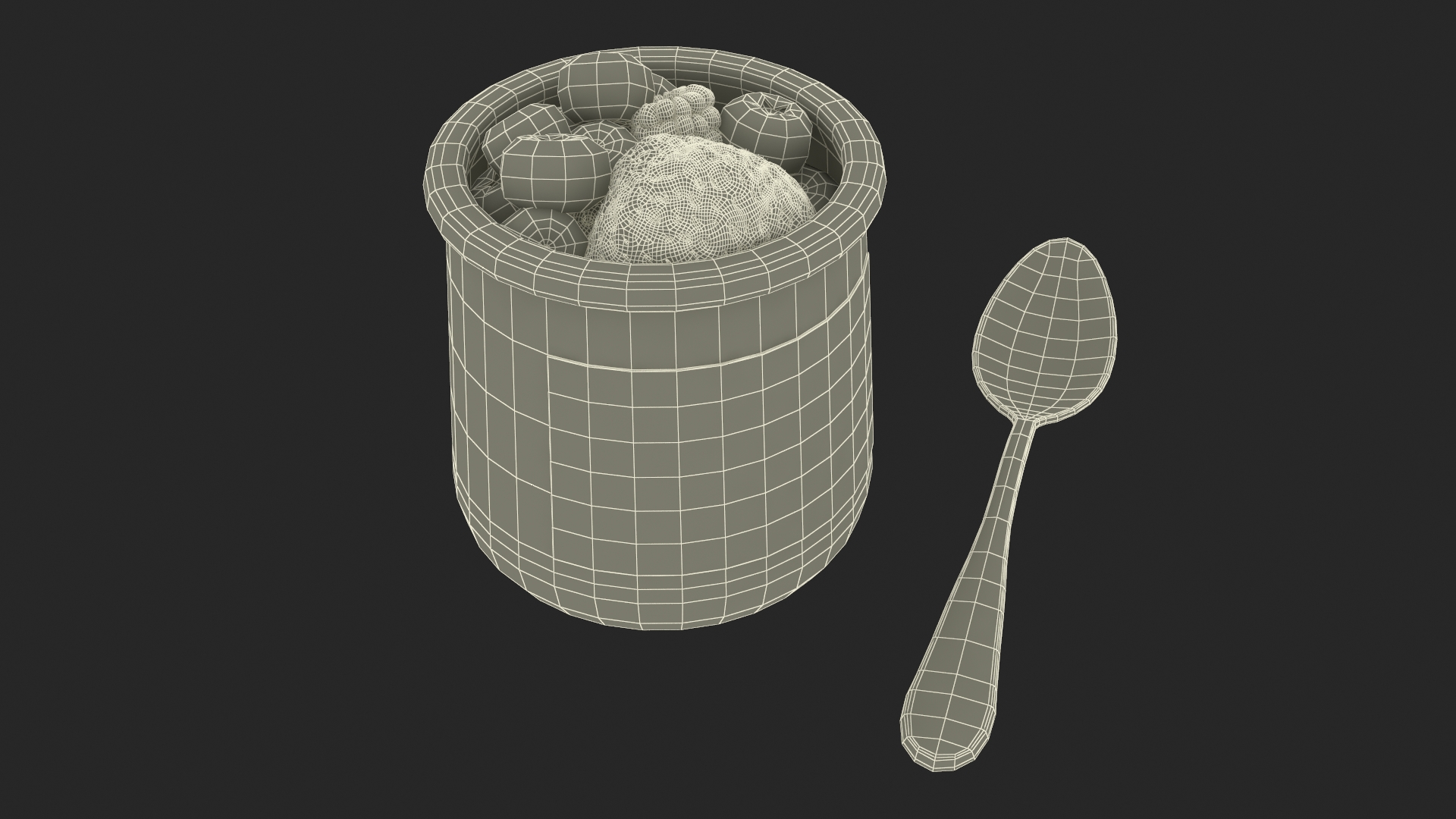 Yogurt with Berries 3D model