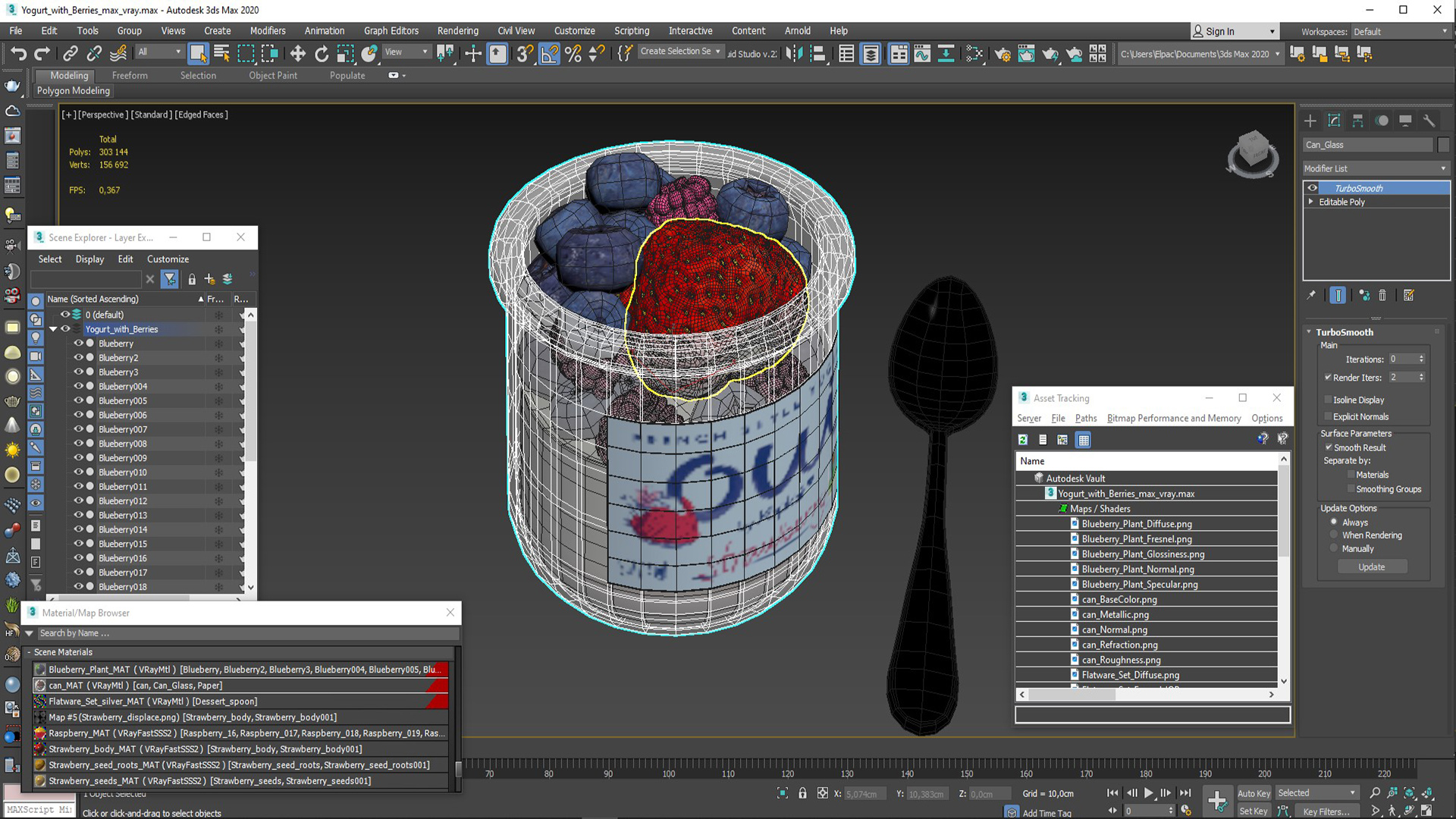 Yogurt with Berries 3D model