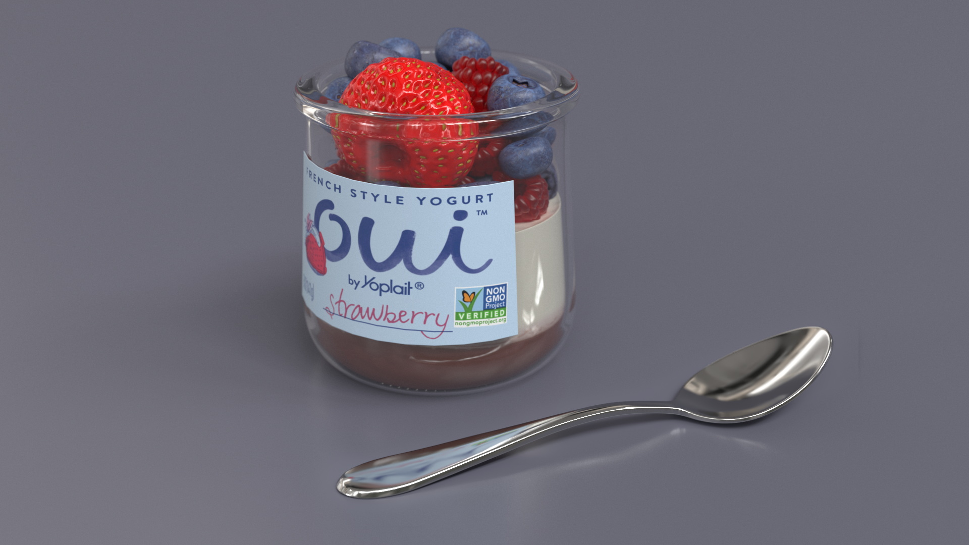 Yogurt with Berries 3D model