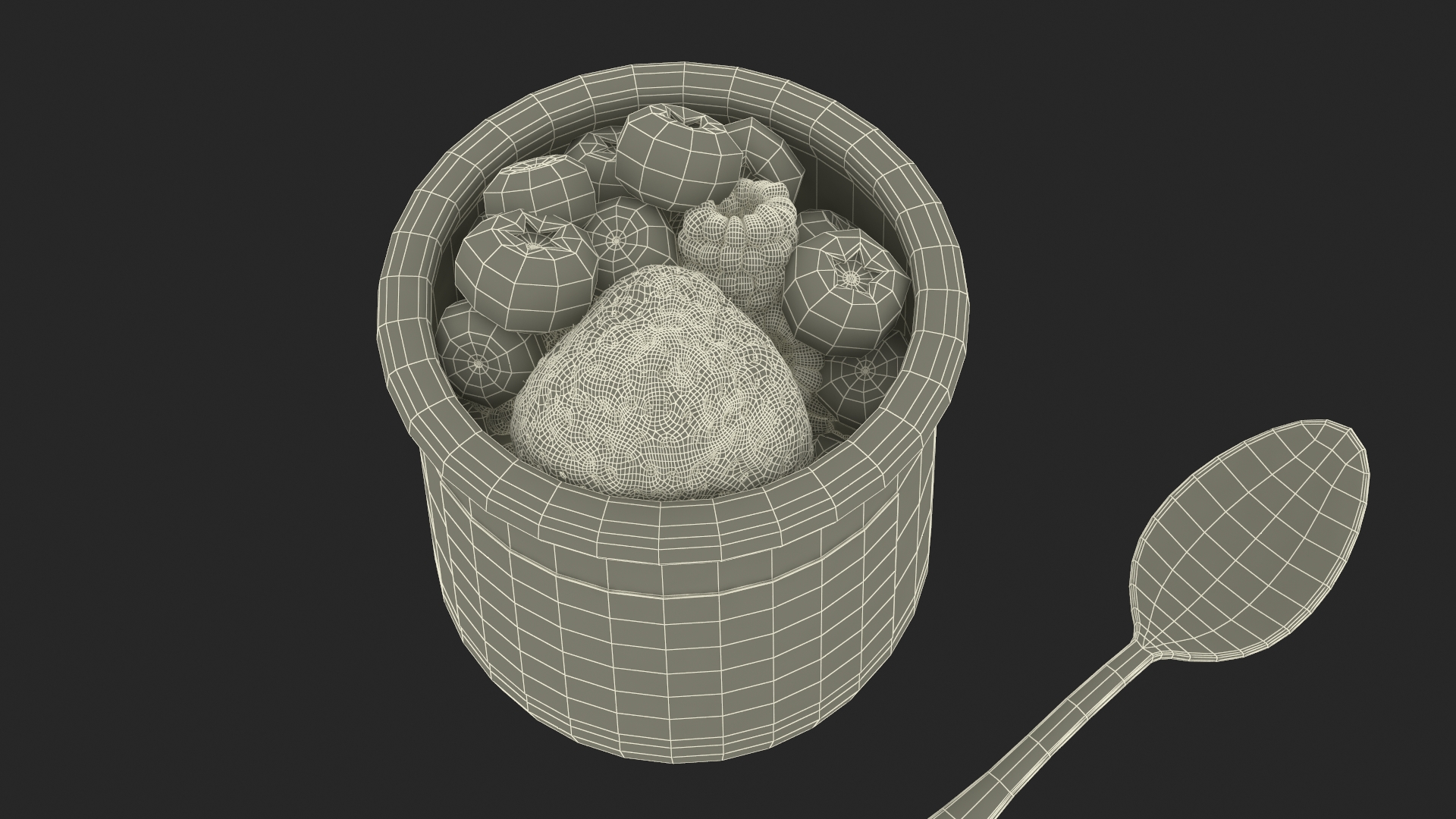 Yogurt with Berries 3D model