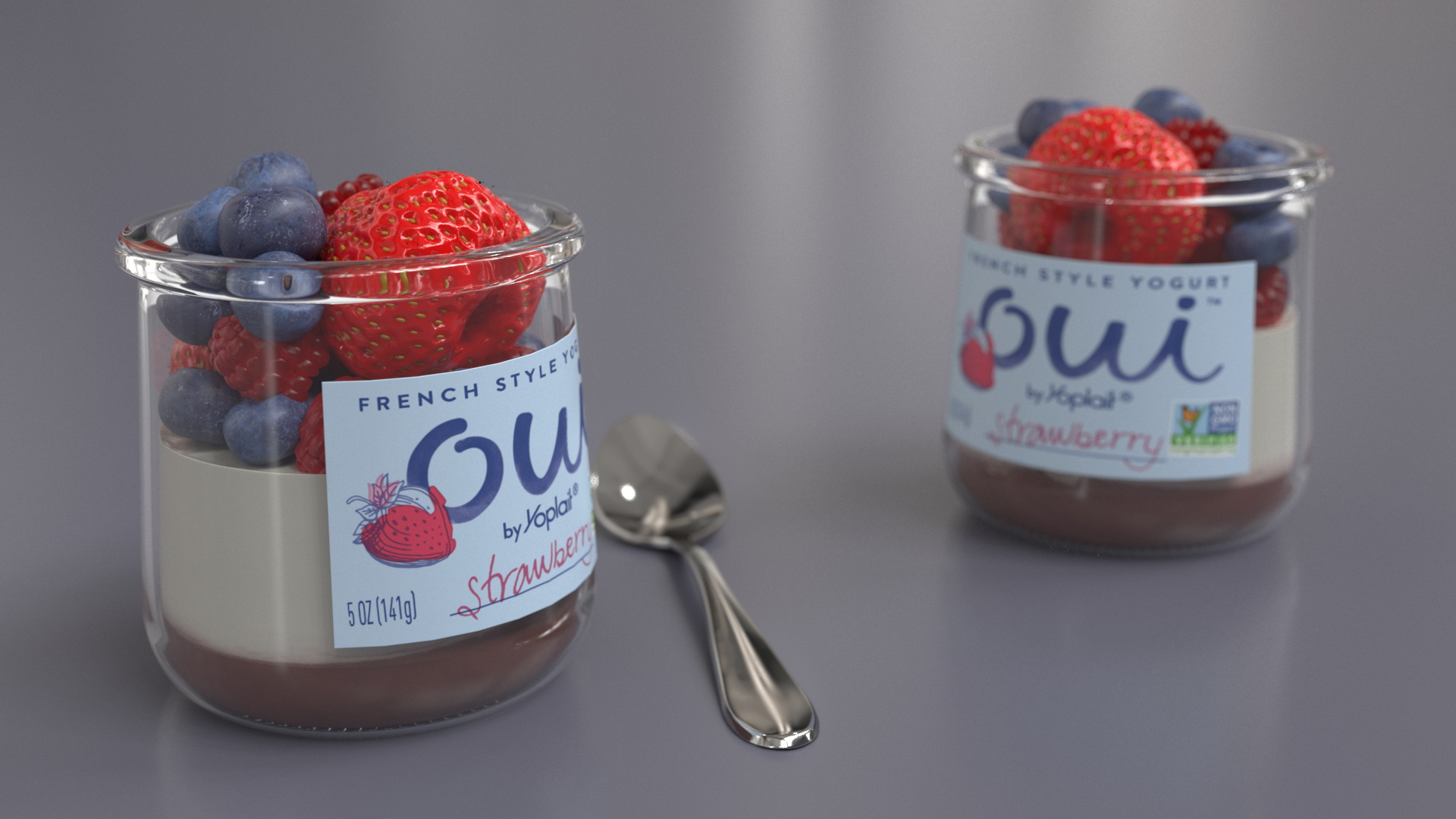 Yogurt with Berries 3D model