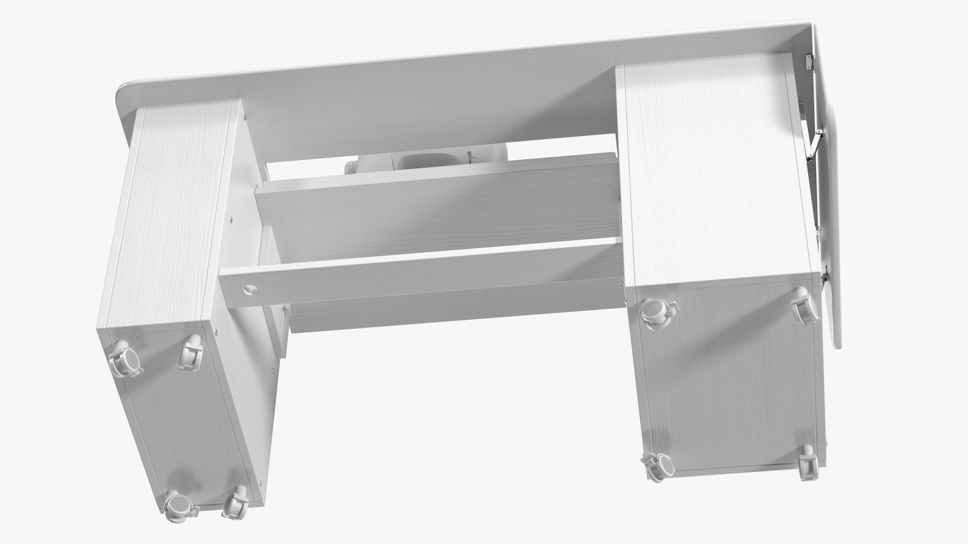 3D Singer Sewing Machine on White Table Cabinet Rigged