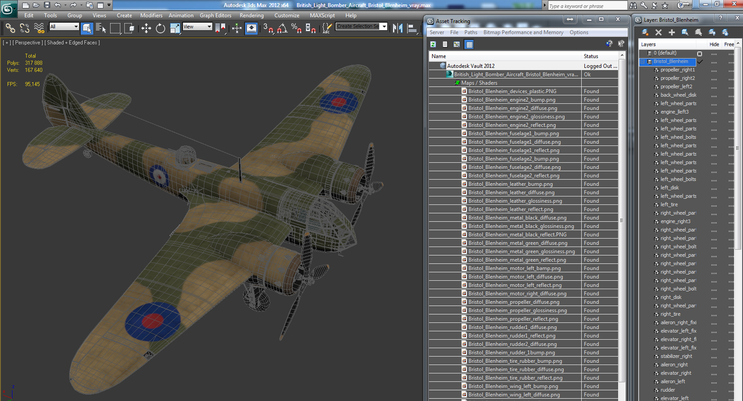 3D British Light Bomber Aircraft Bristol Blenheim