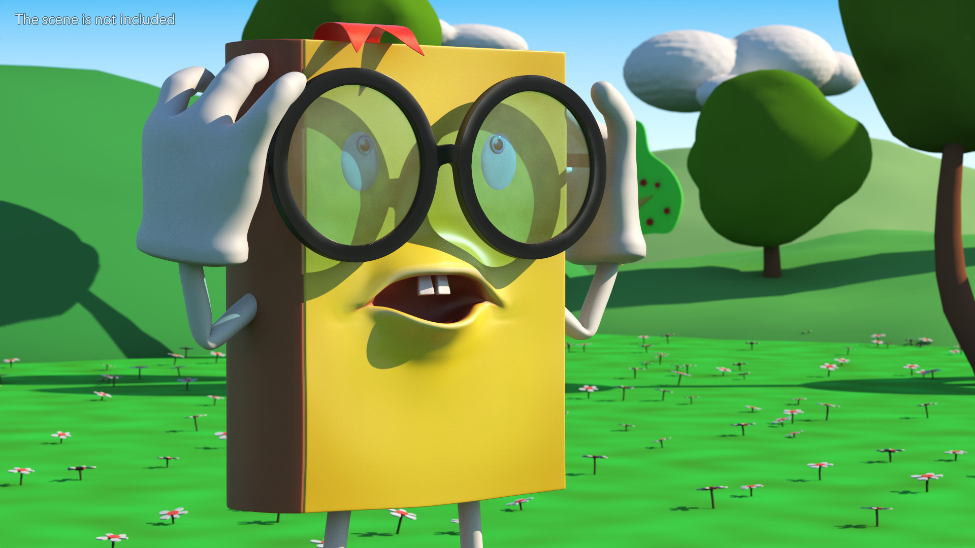 Yellow Book Character Tired Pose 3D
