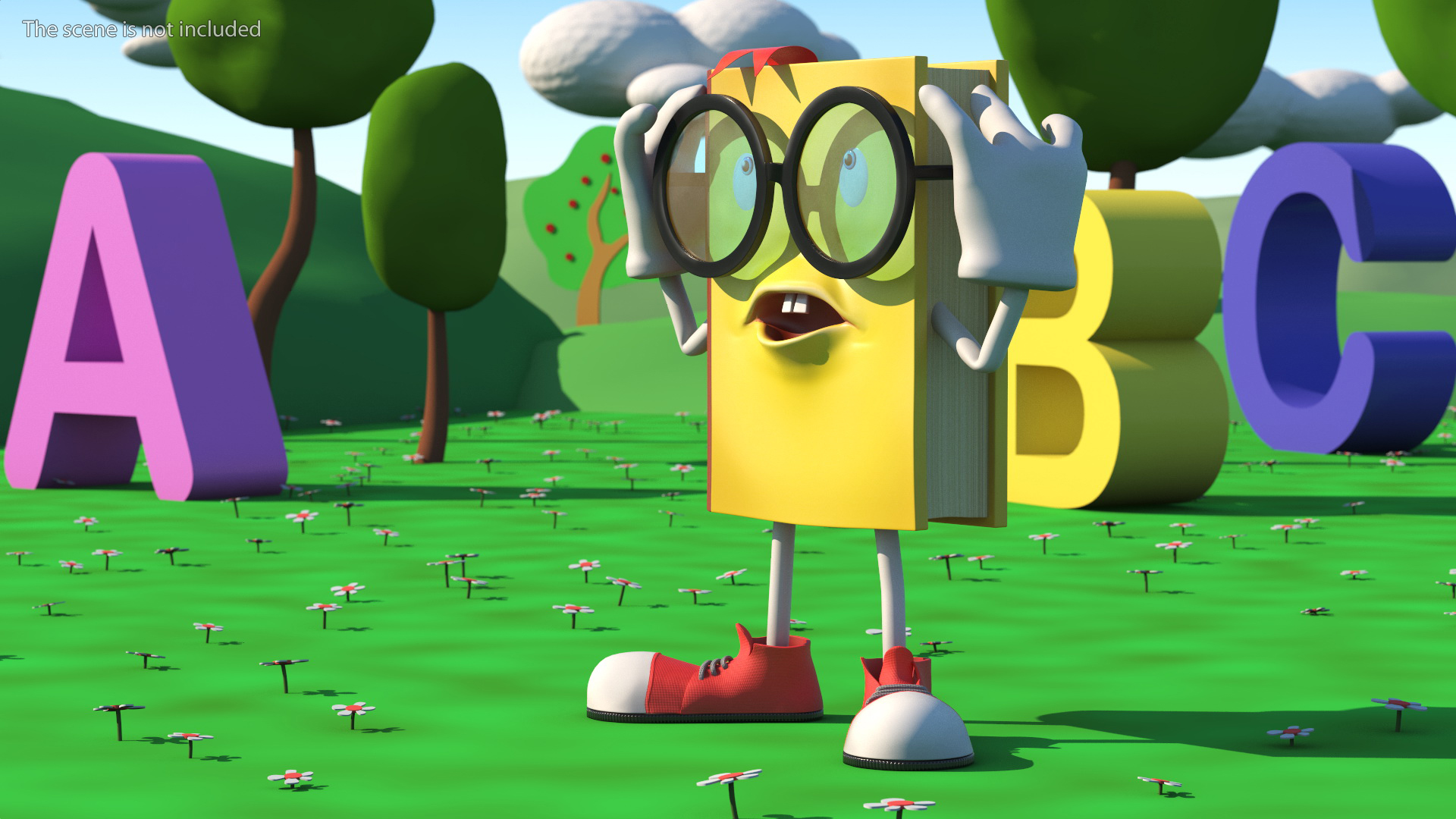 Yellow Book Character Tired Pose 3D