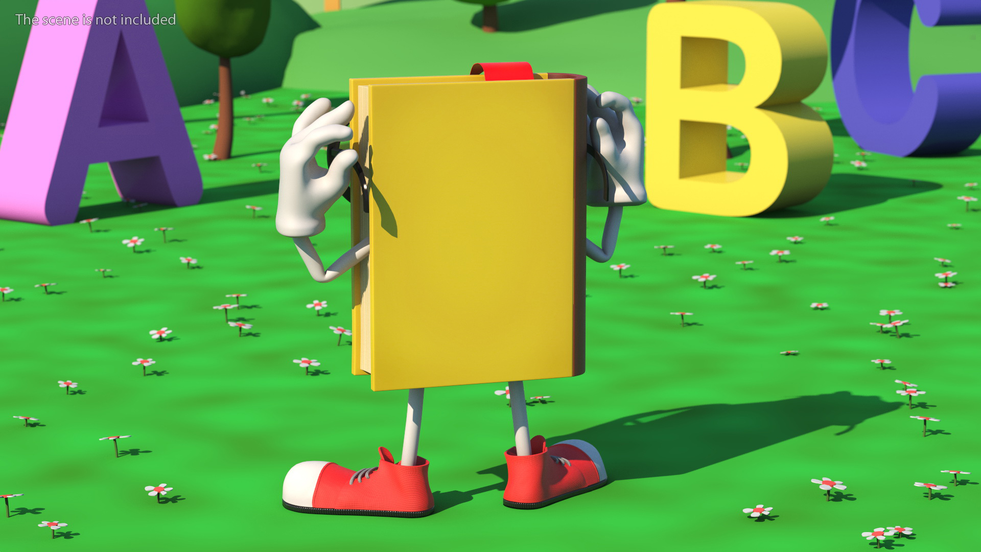 Yellow Book Character Tired Pose 3D
