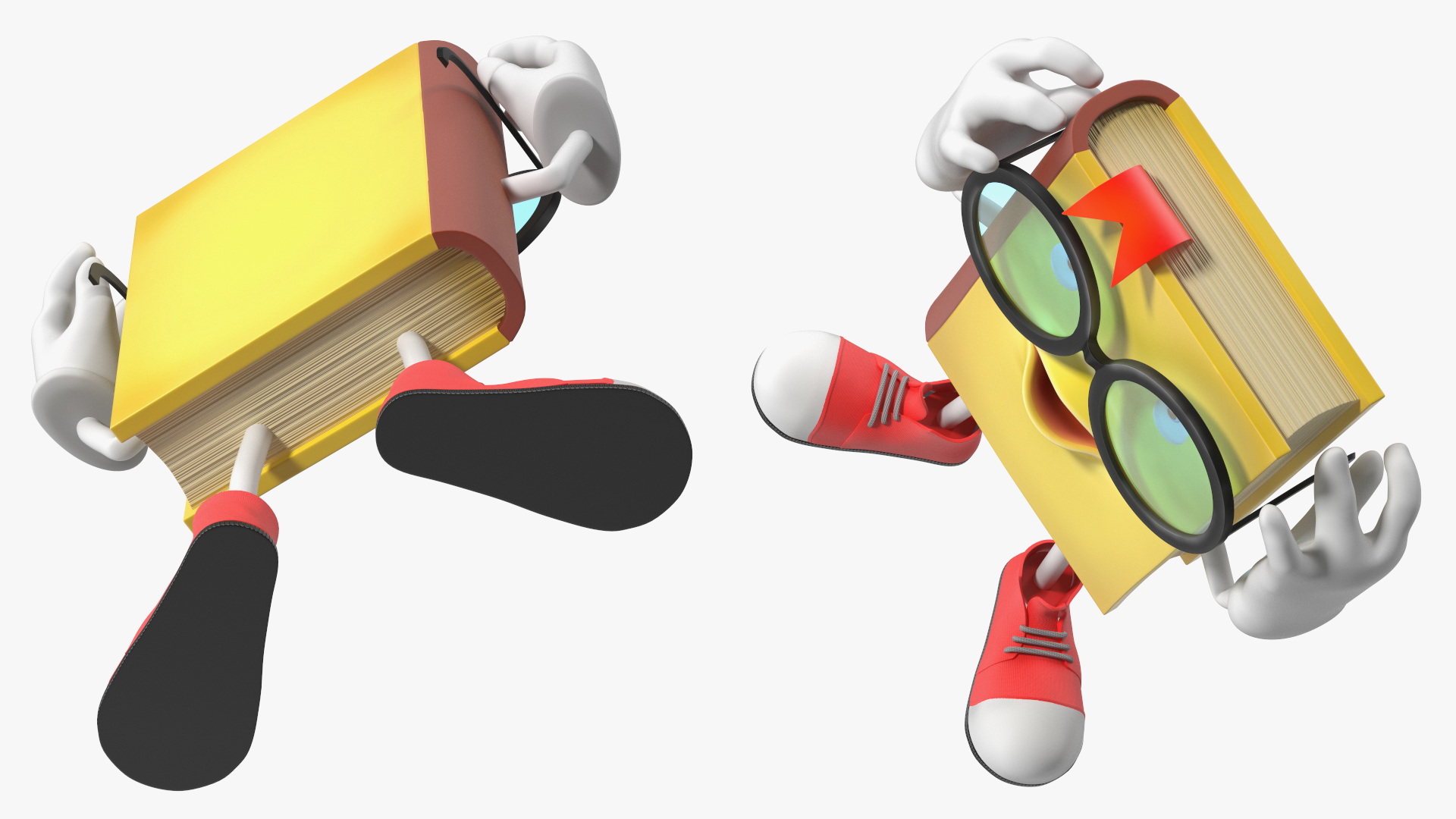Yellow Book Character Tired Pose 3D