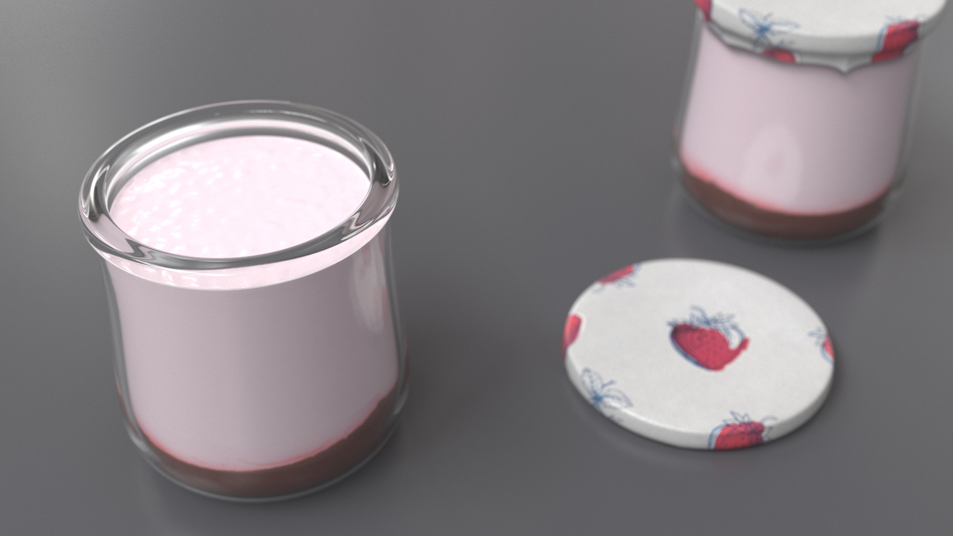 3D Glass Strawberry Yogurt Container model