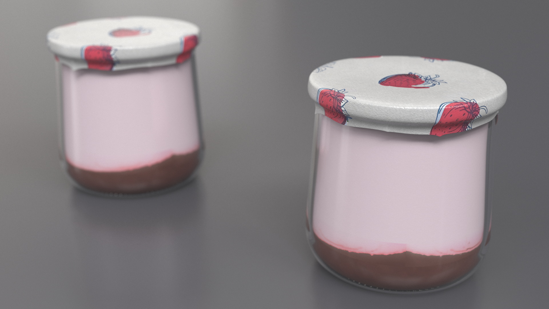 3D Glass Strawberry Yogurt Container model