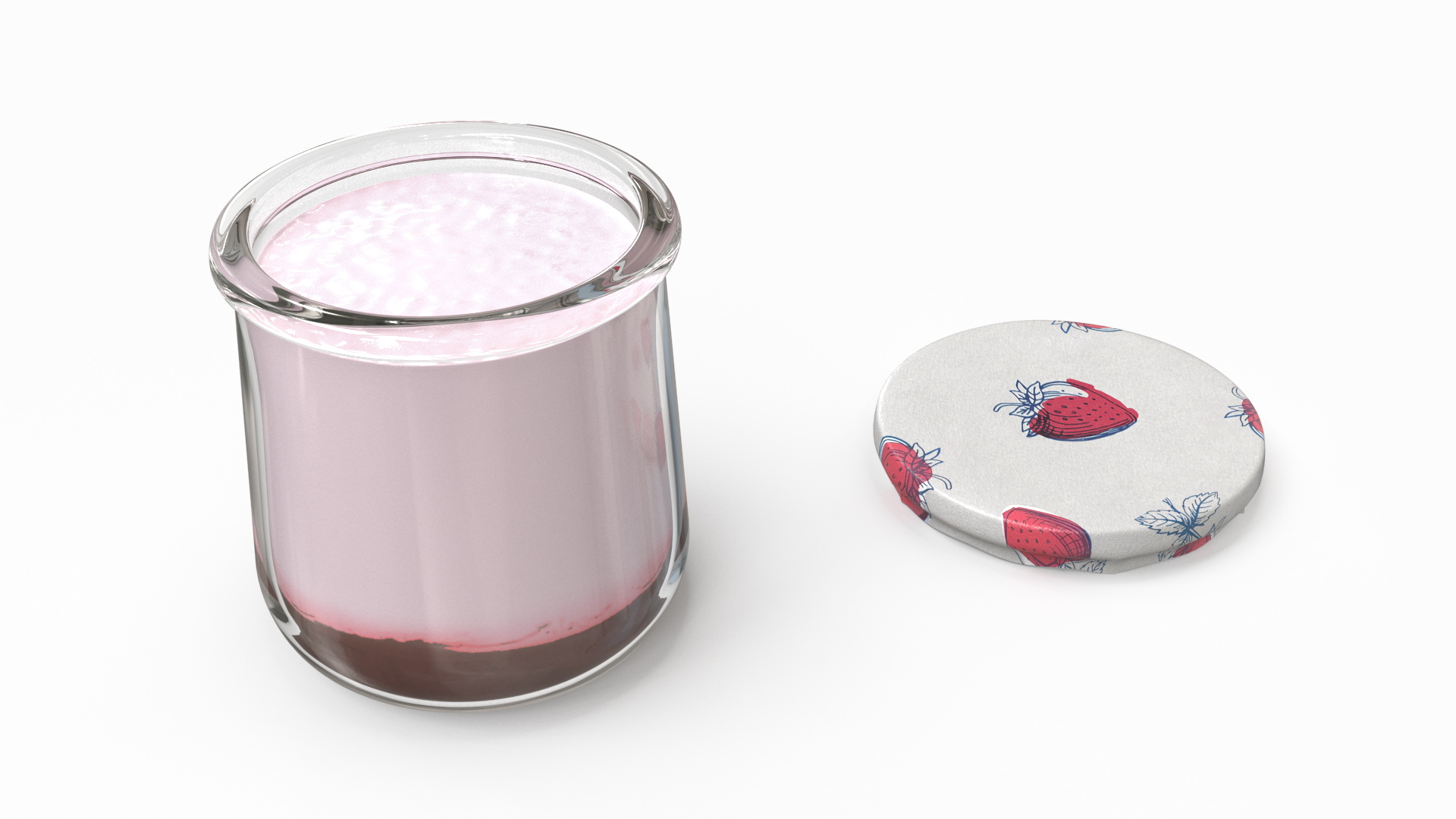 3D Glass Strawberry Yogurt Container model