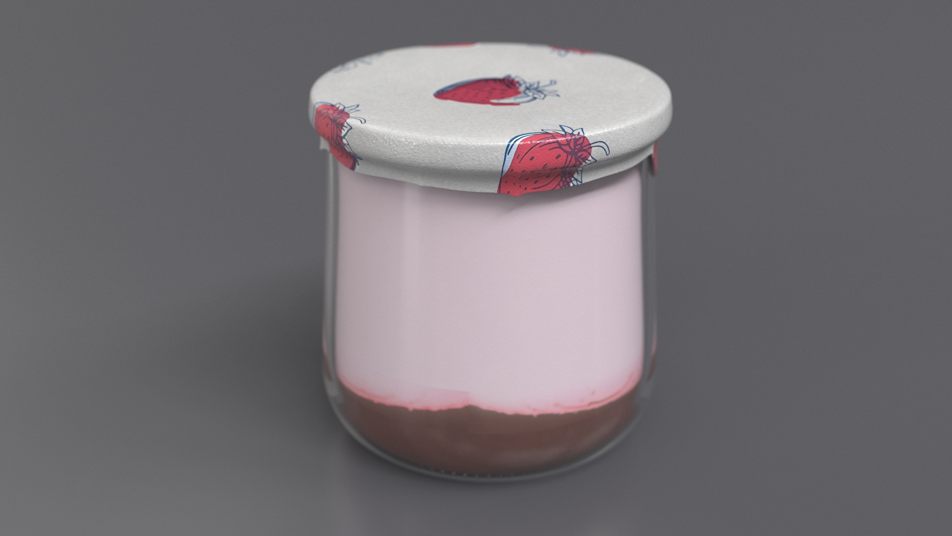 3D Glass Strawberry Yogurt Container model