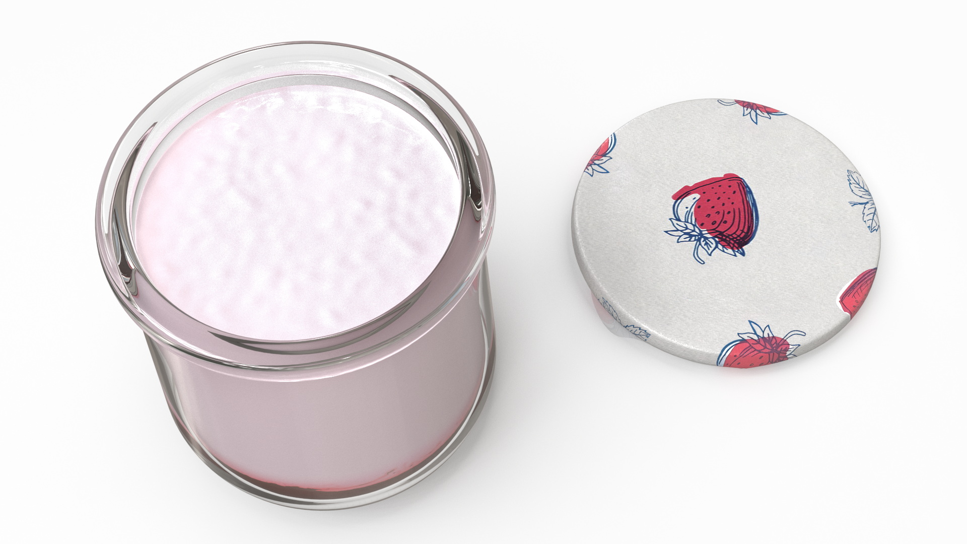 3D Glass Strawberry Yogurt Container model