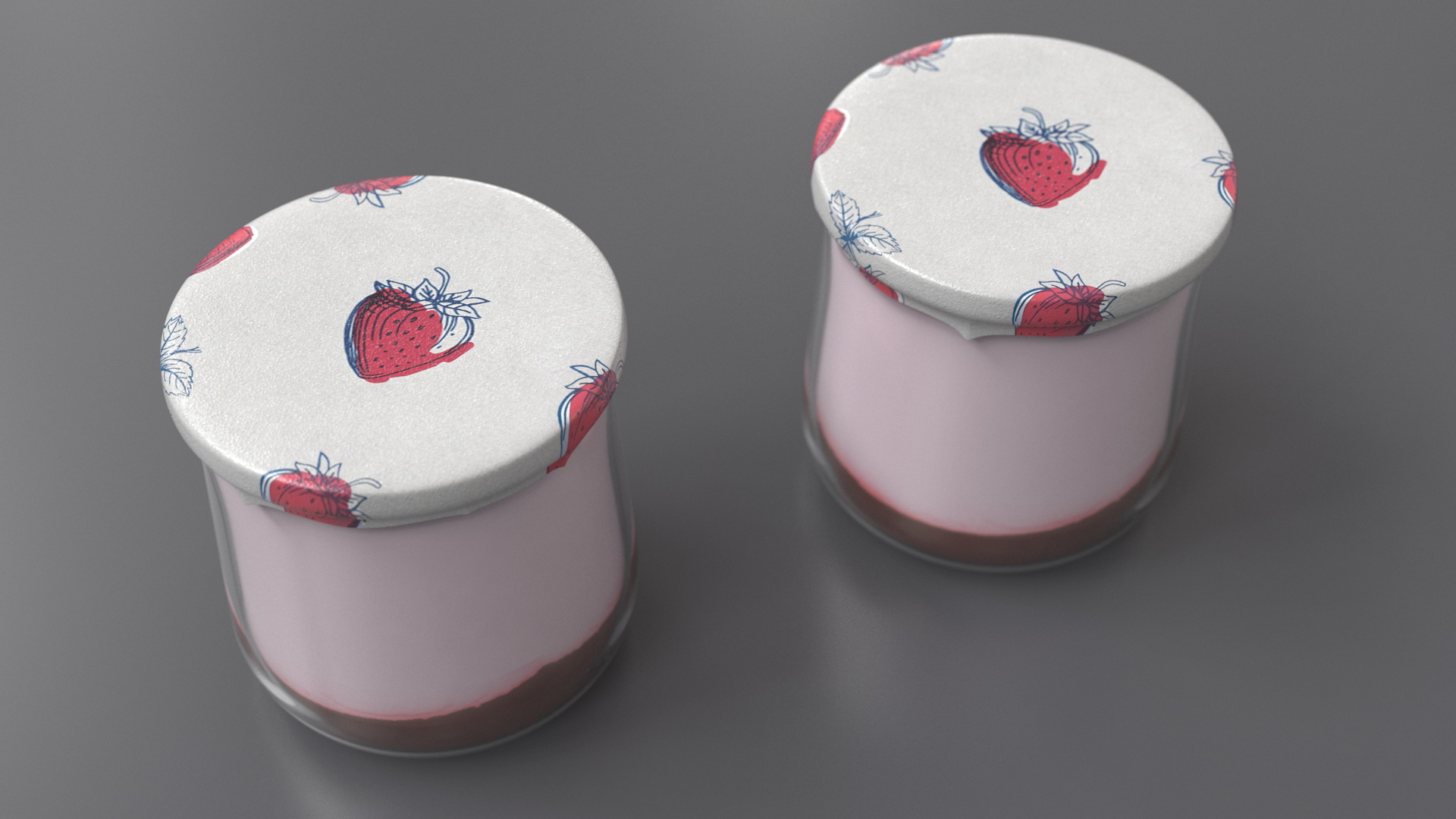 3D Glass Strawberry Yogurt Container model