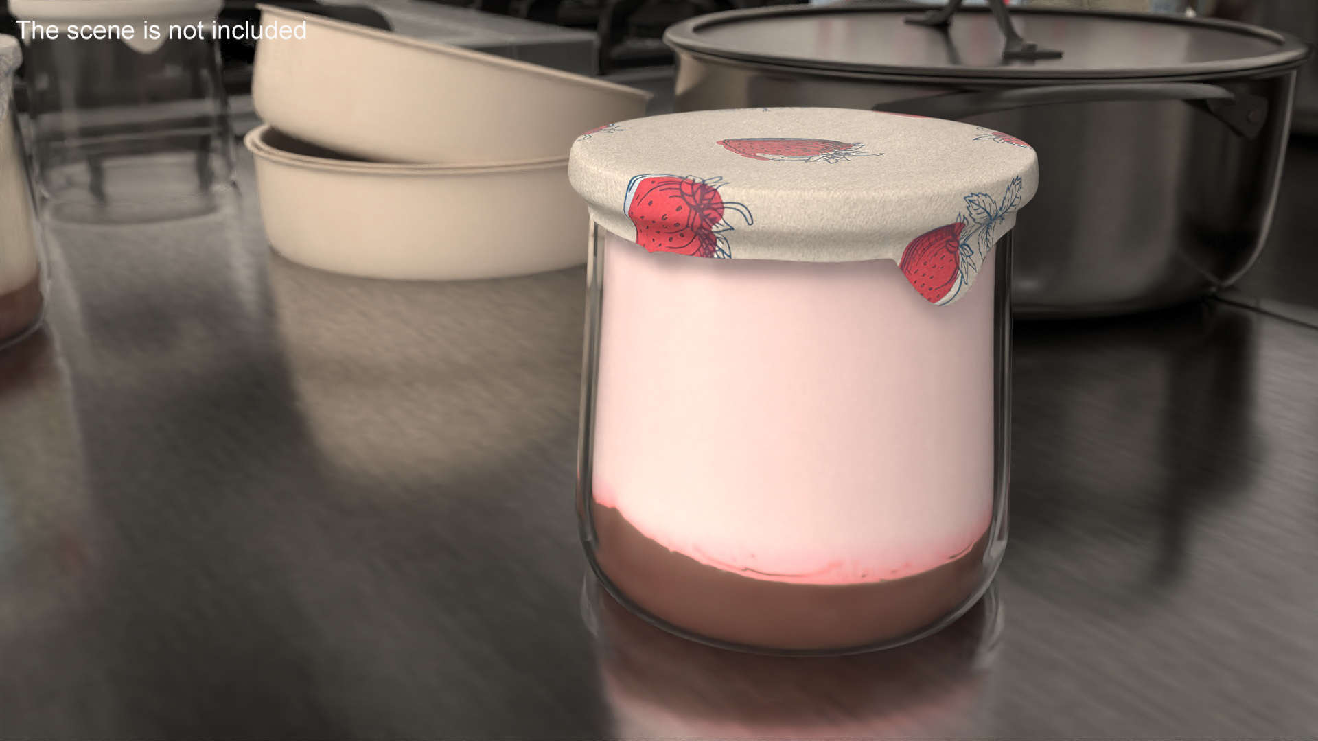 3D Glass Strawberry Yogurt Container model