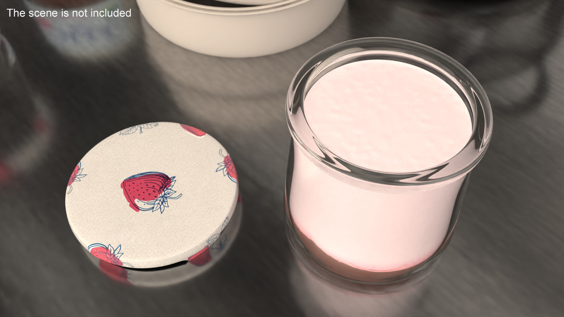 3D Glass Strawberry Yogurt Container model